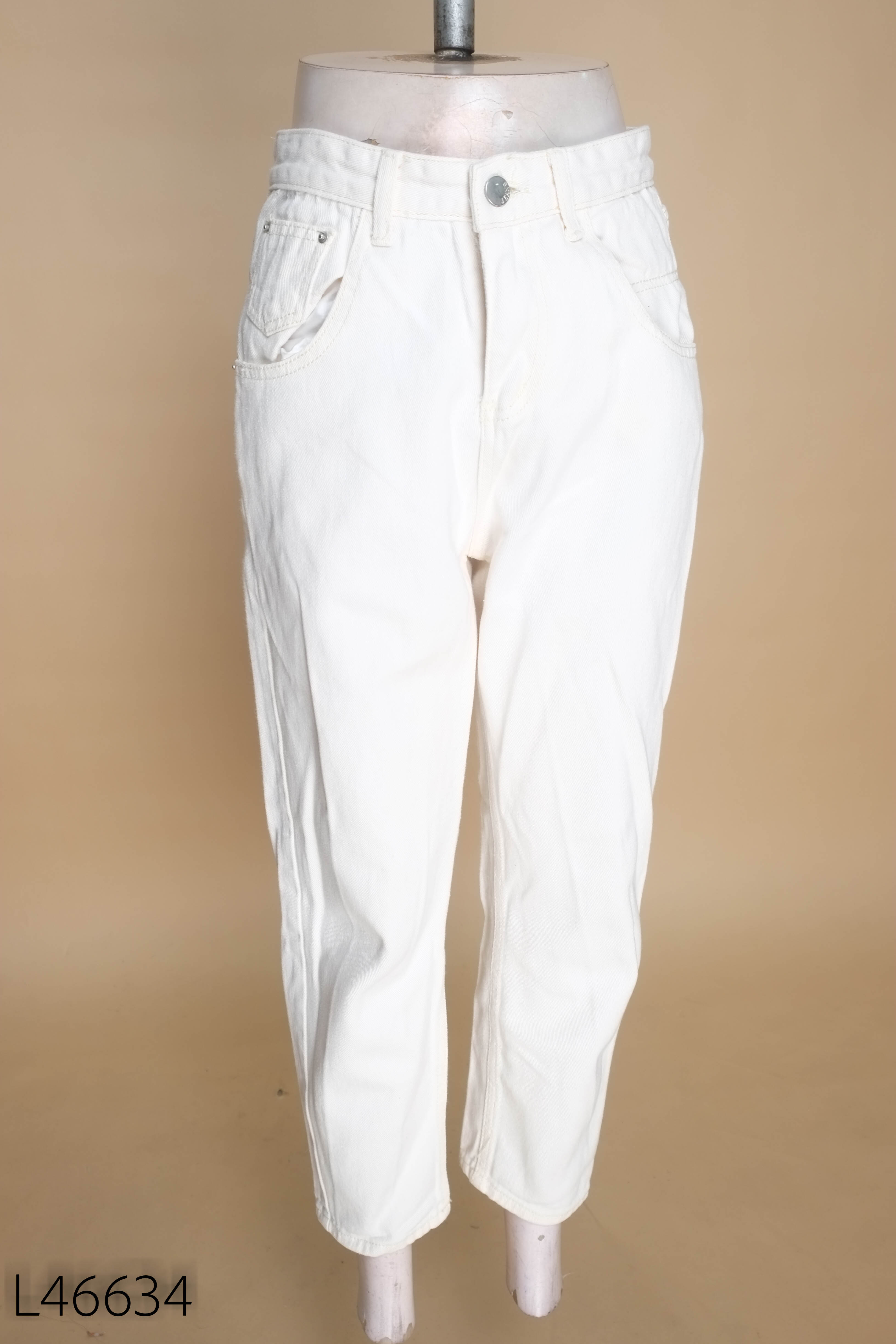 Quần baggy jean be trơn