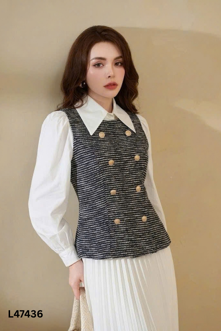 Áo dạ đen MINZ phối tay dài