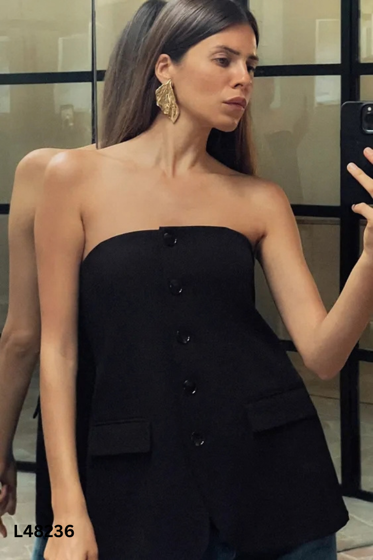 Áo kiểu vest đen cúp ngực ZARA