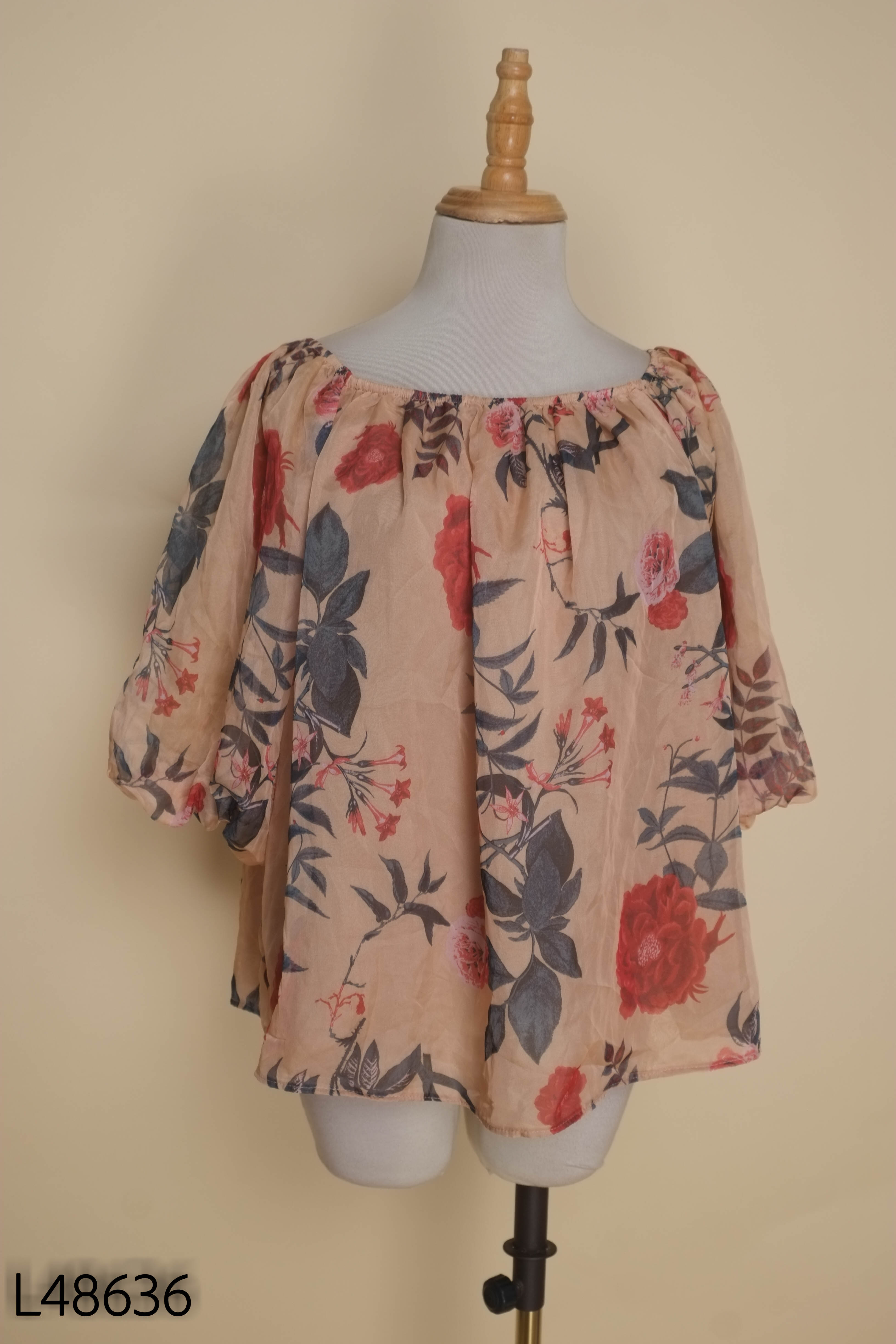 Áo voan nâu hoa HUONG BOUTIQUE