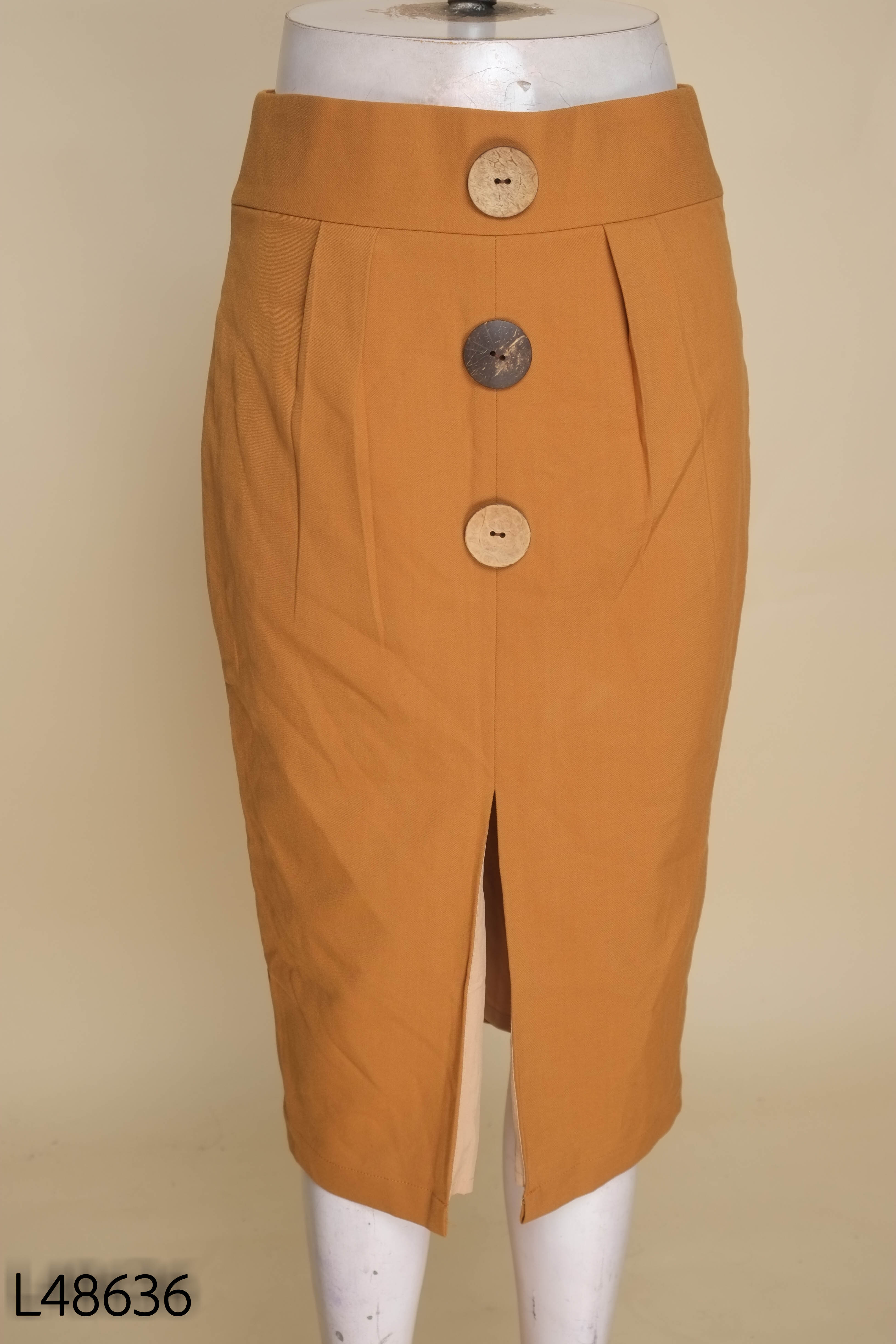 Chân váy nâu COCOSIN cúc gỗ