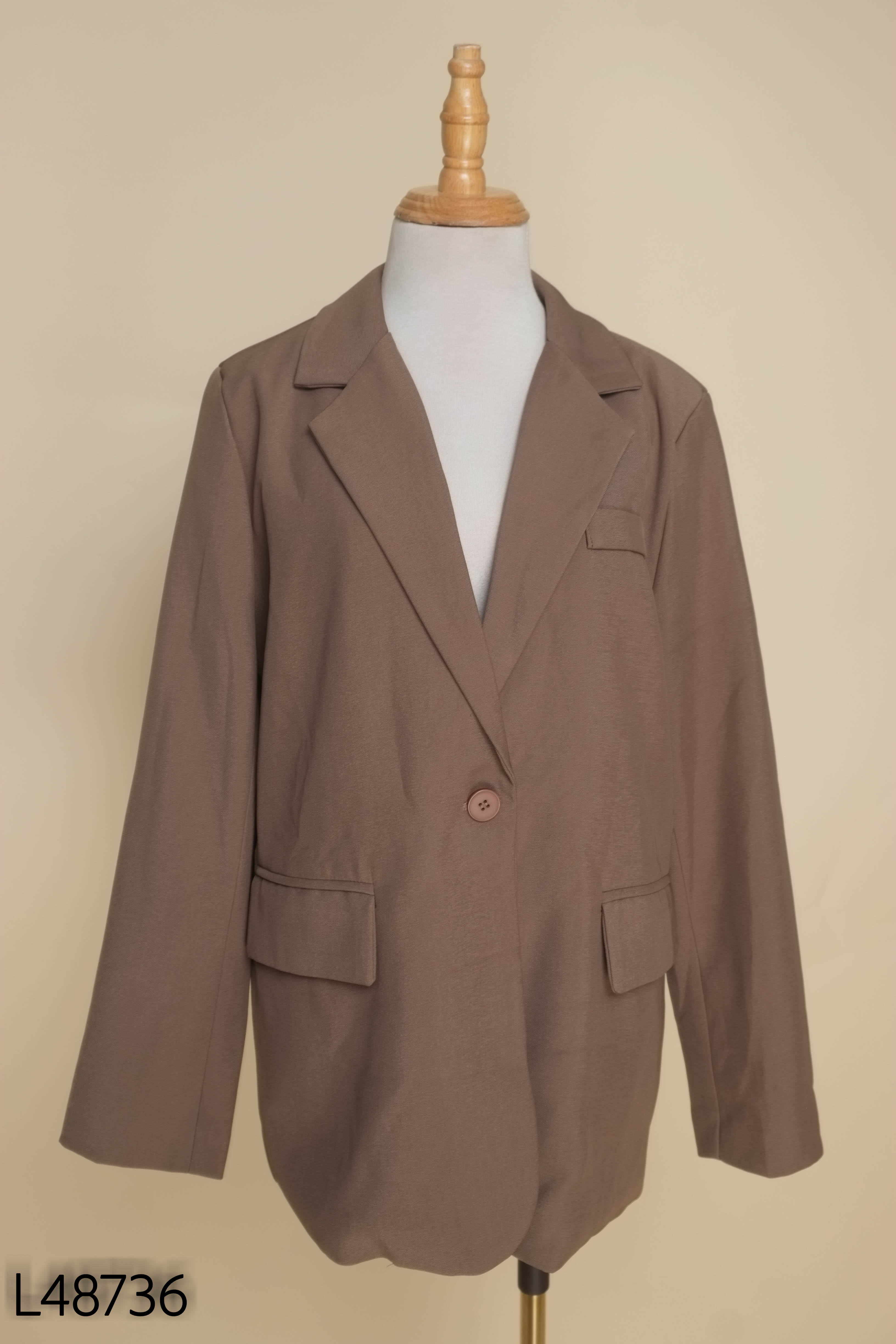 Áo blazer nâu trơn