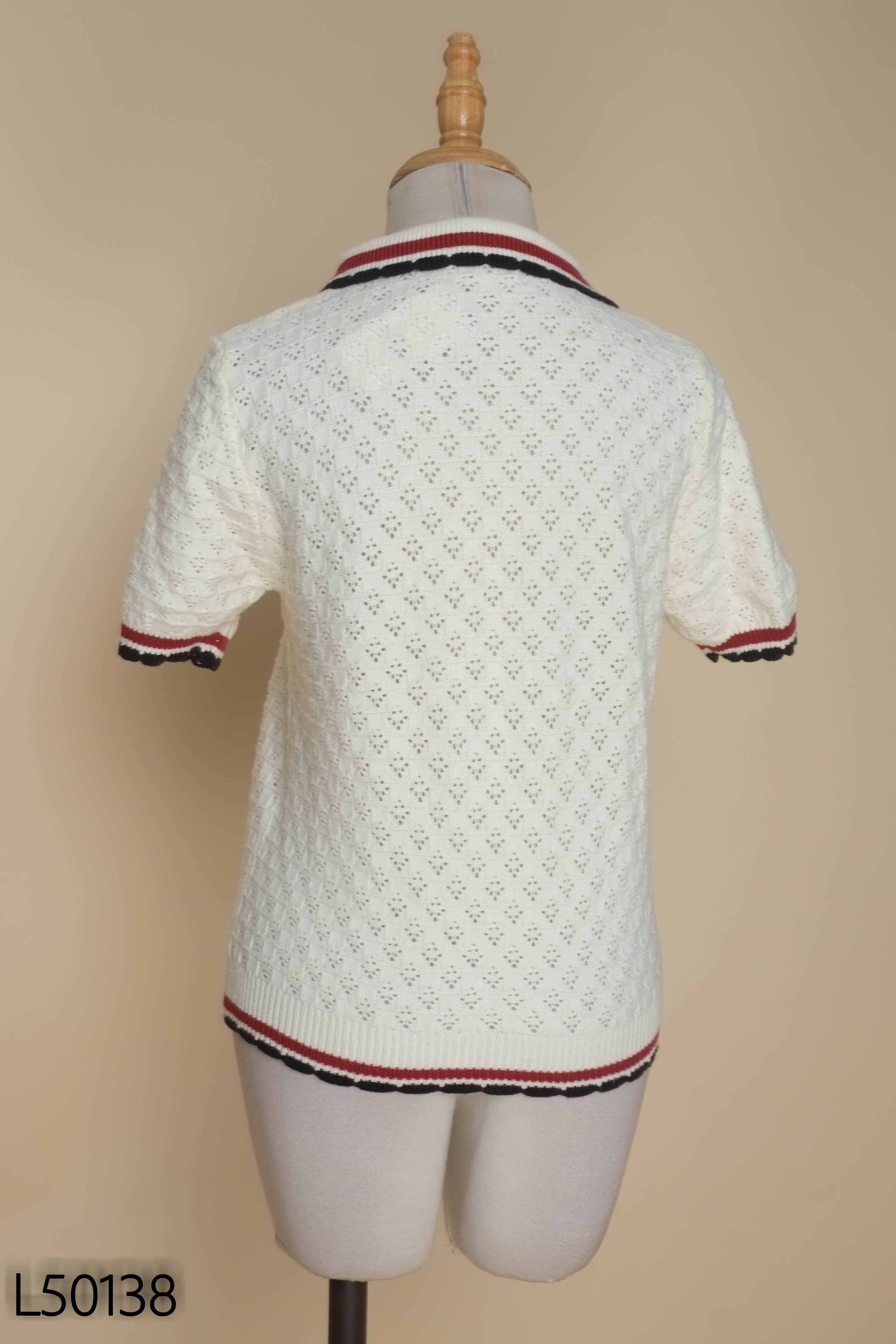 Áo polo len kem viền xanh đỏ