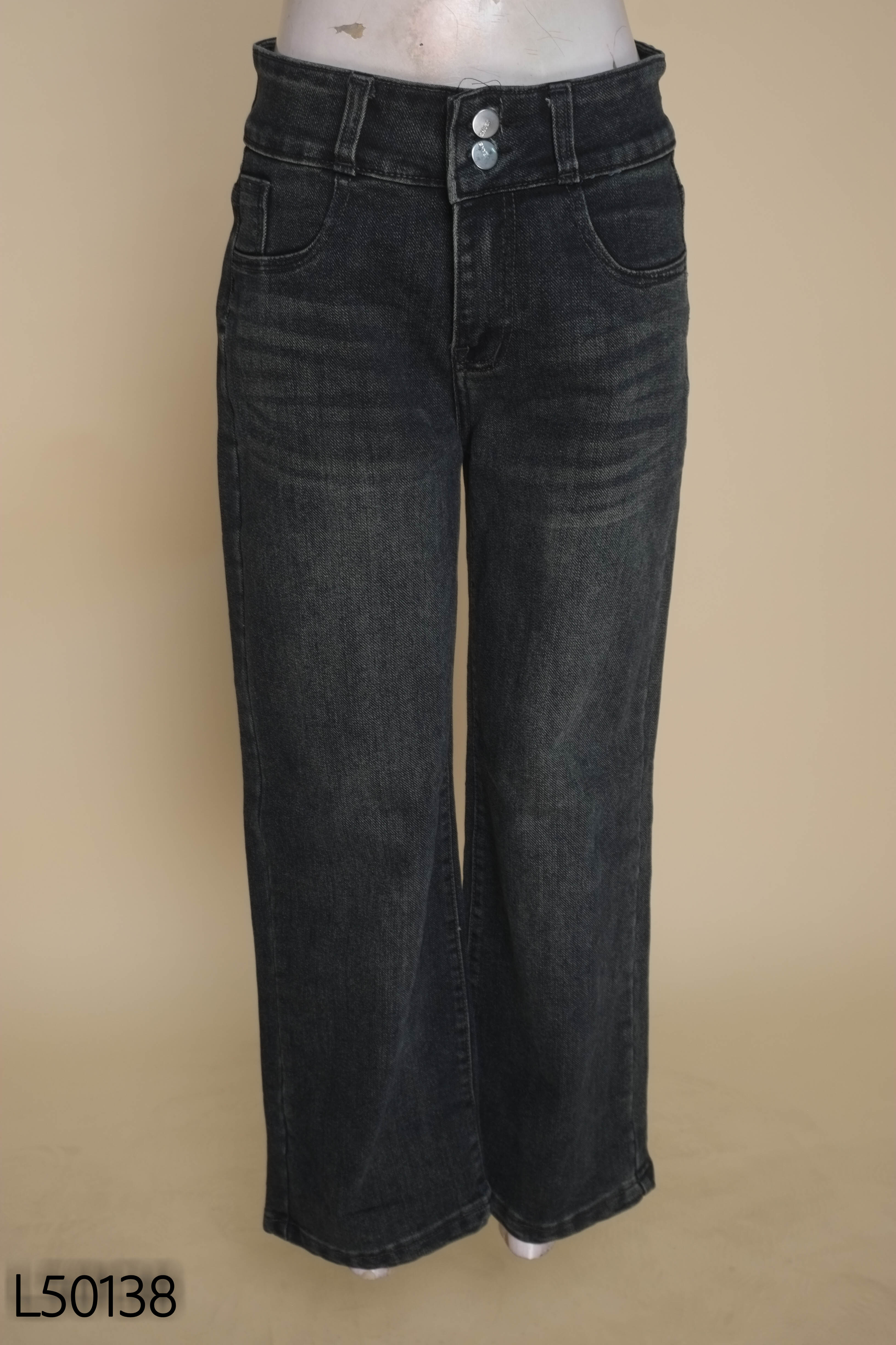 Quần jeans xanh đen trơn suông
