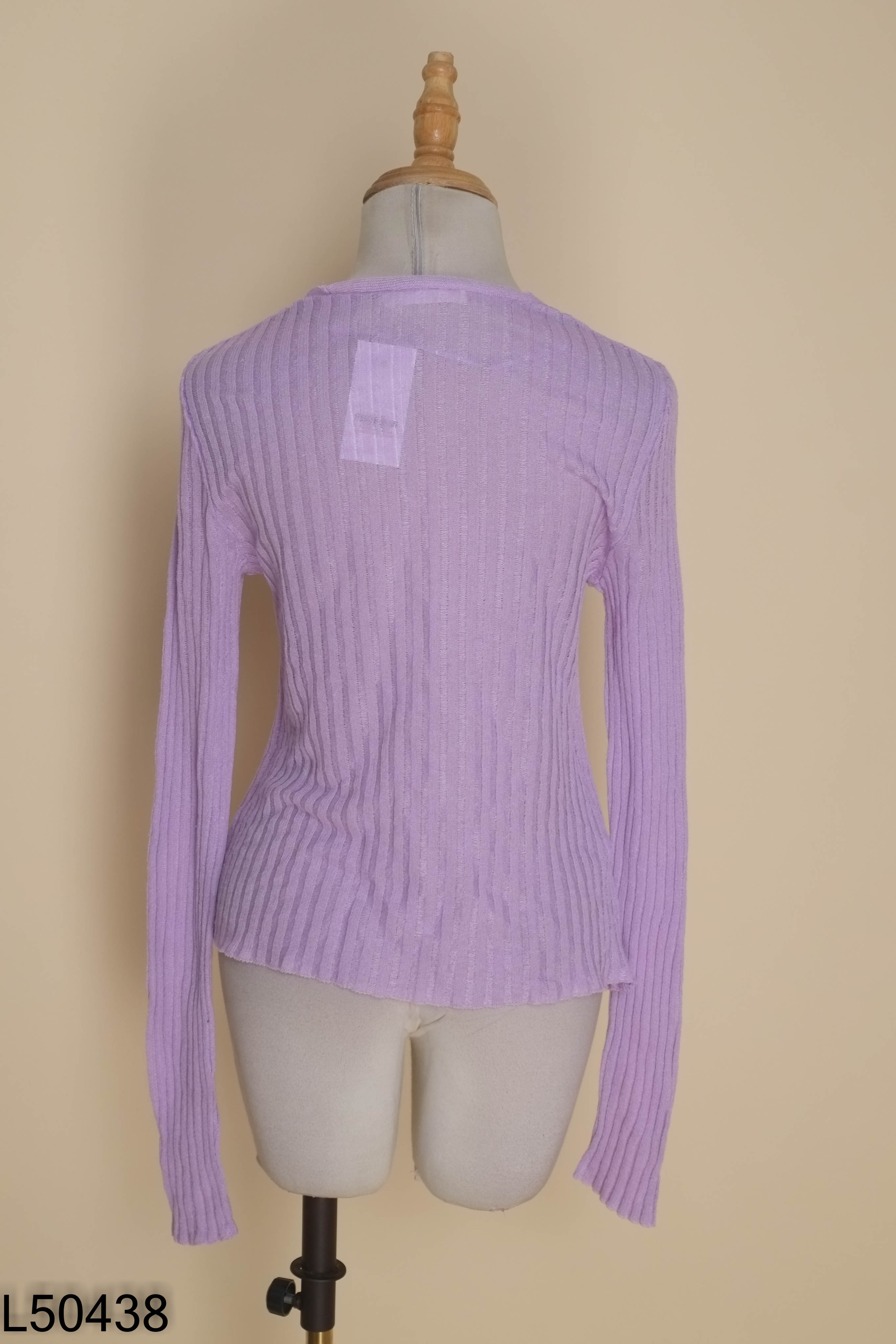 Áo len cardigan tím MNG mỏng phối dây