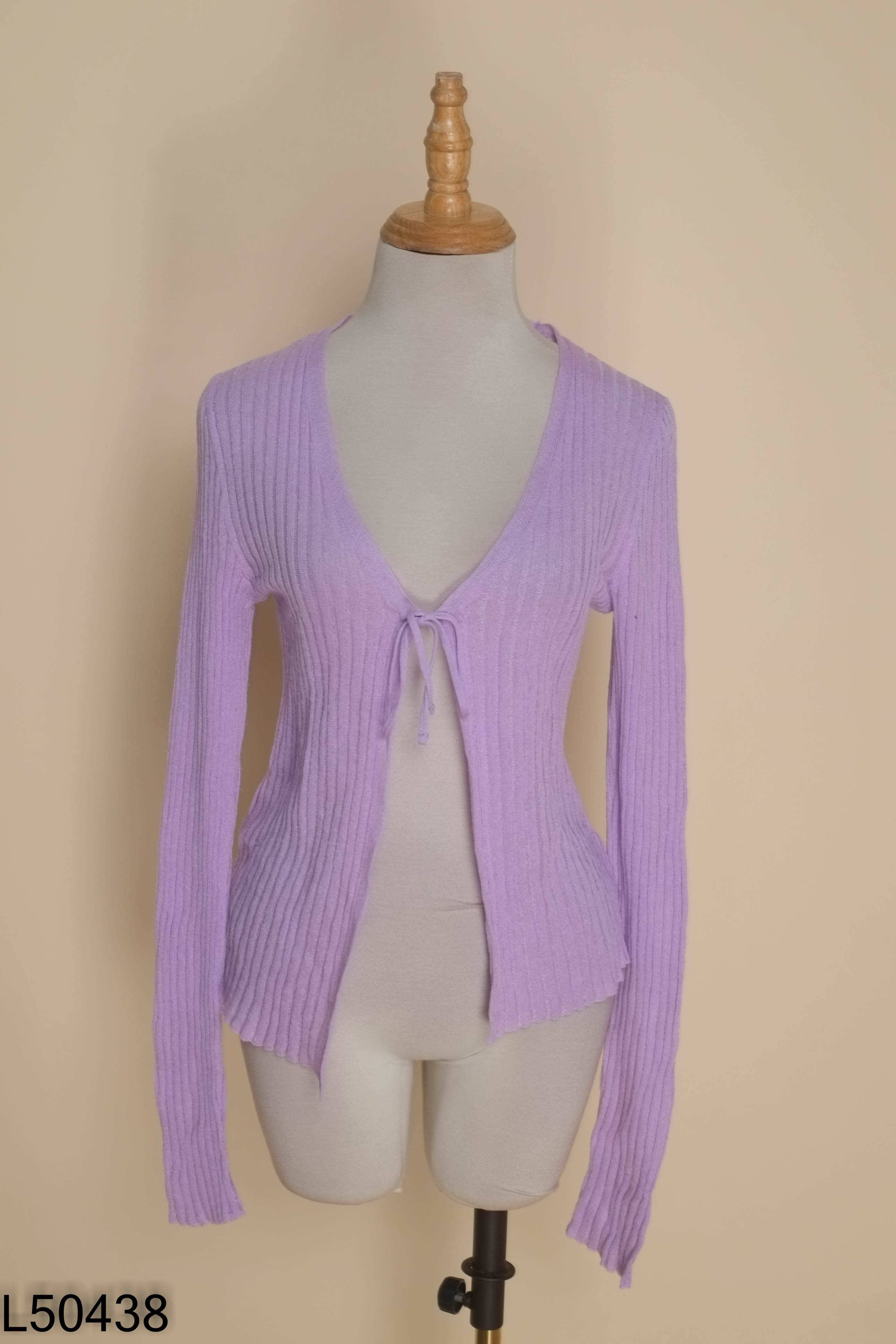 Áo len cardigan tím MNG mỏng phối dây