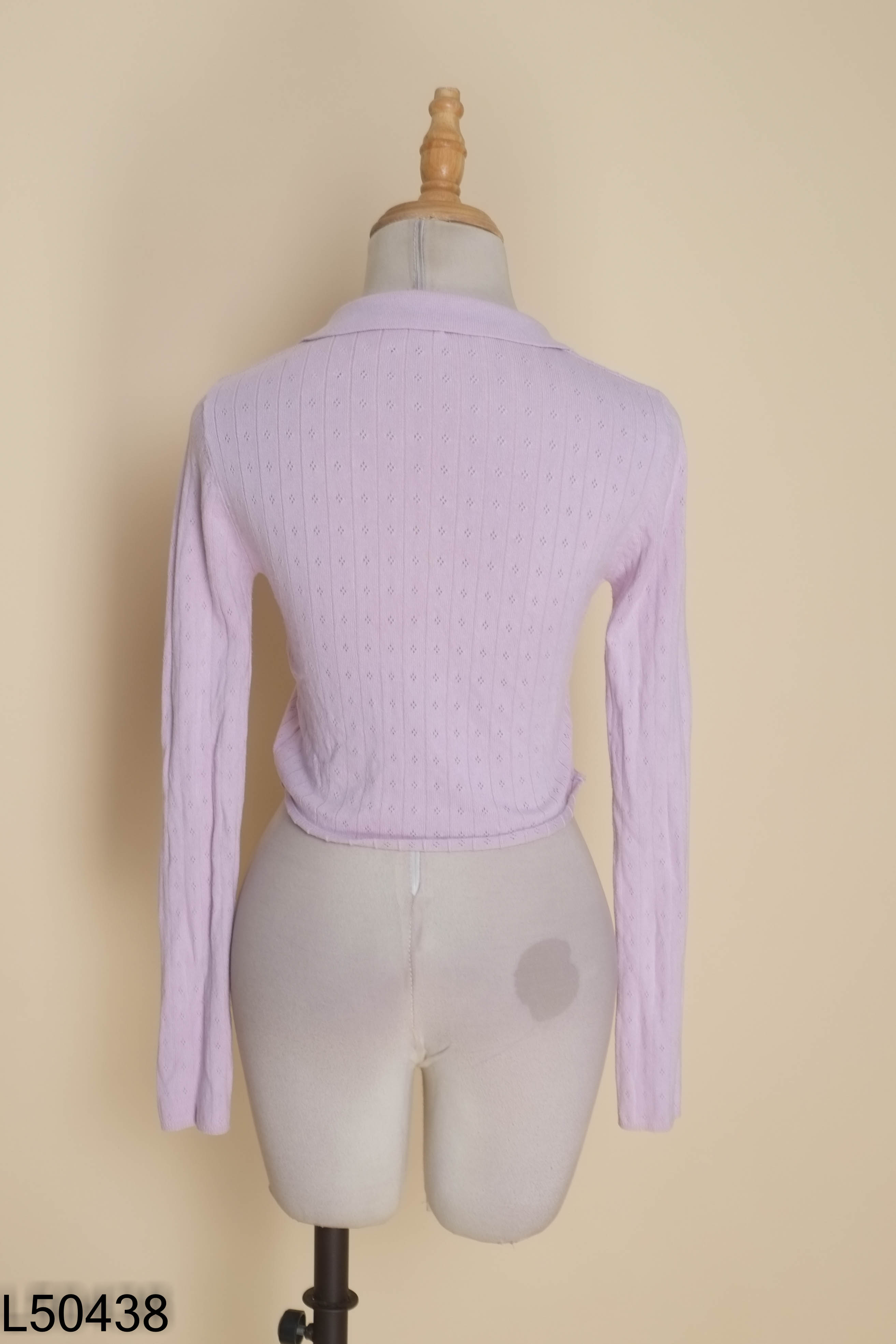 Áo len tím croptop phối cúc
