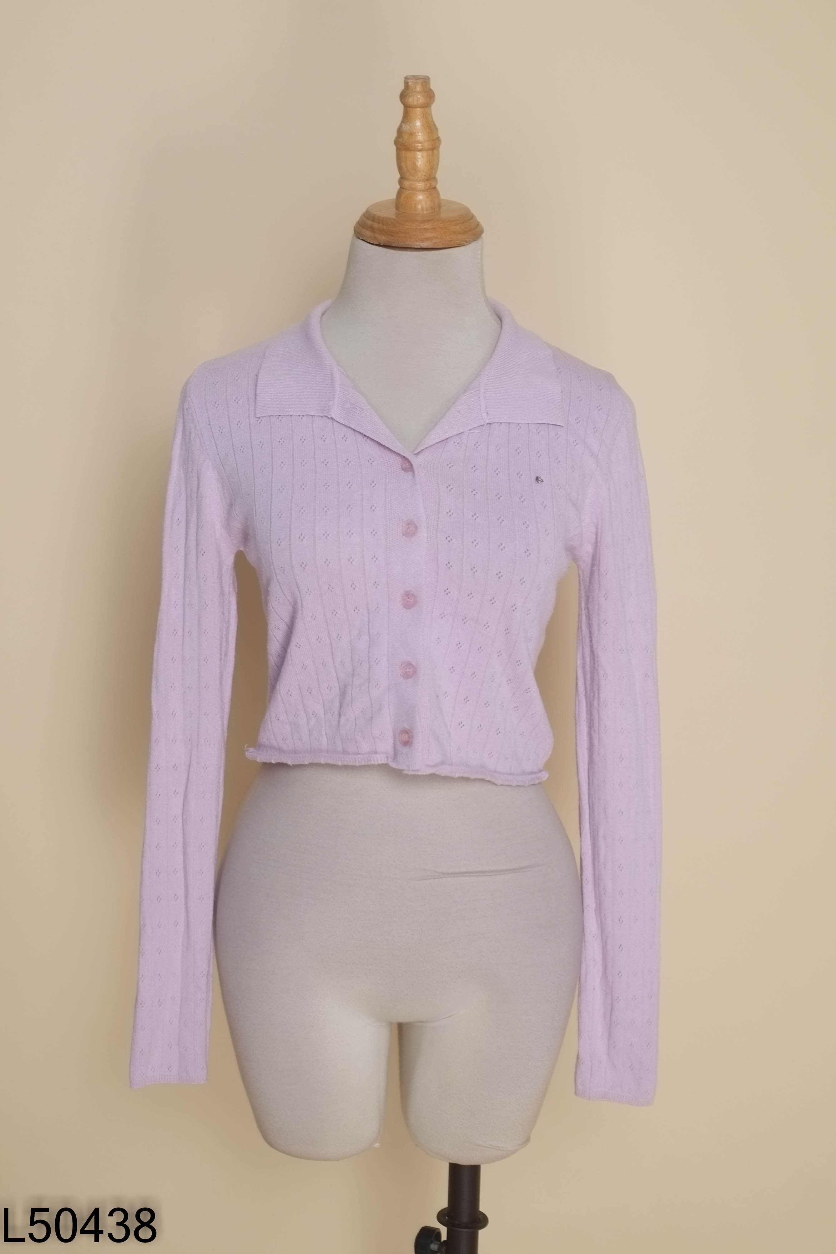 Áo len tím croptop phối cúc