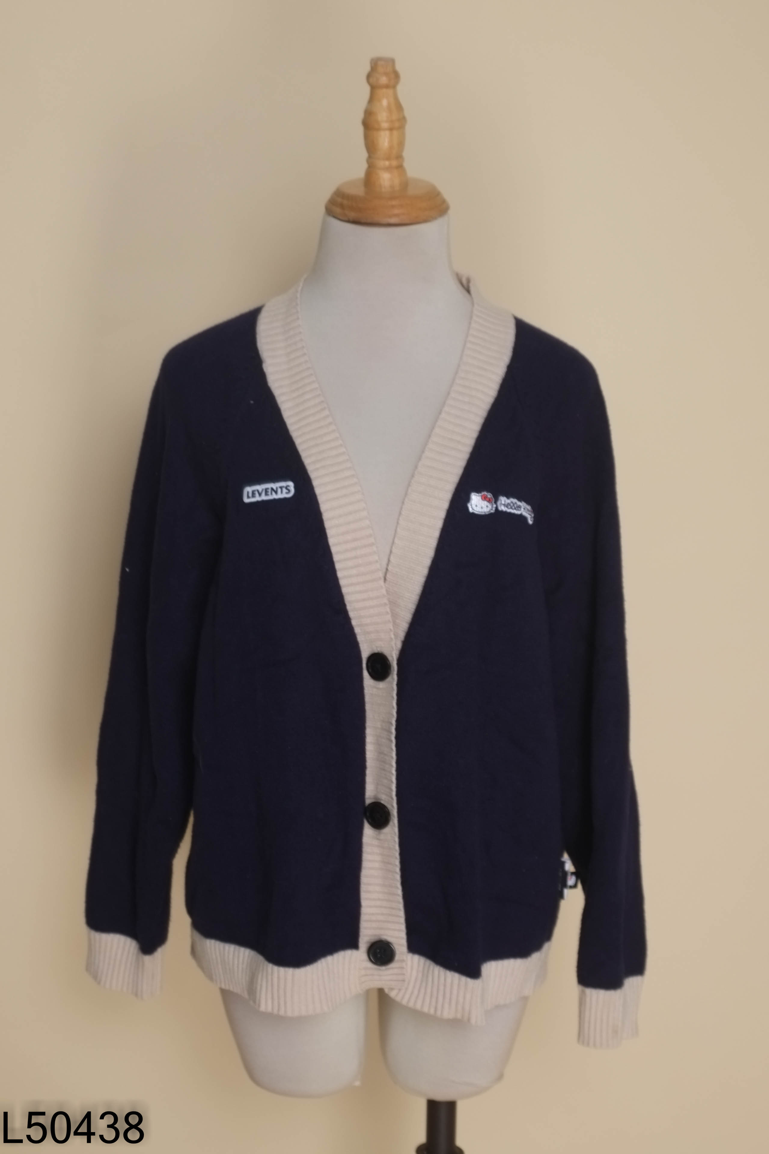 Áo len cardigan xanh LEVENTS viền kem