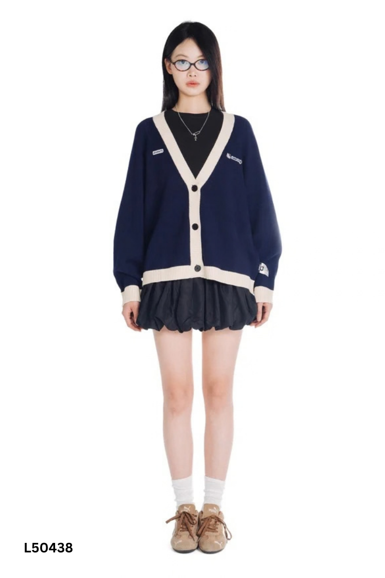 Áo len cardigan xanh LEVENTS viền kem