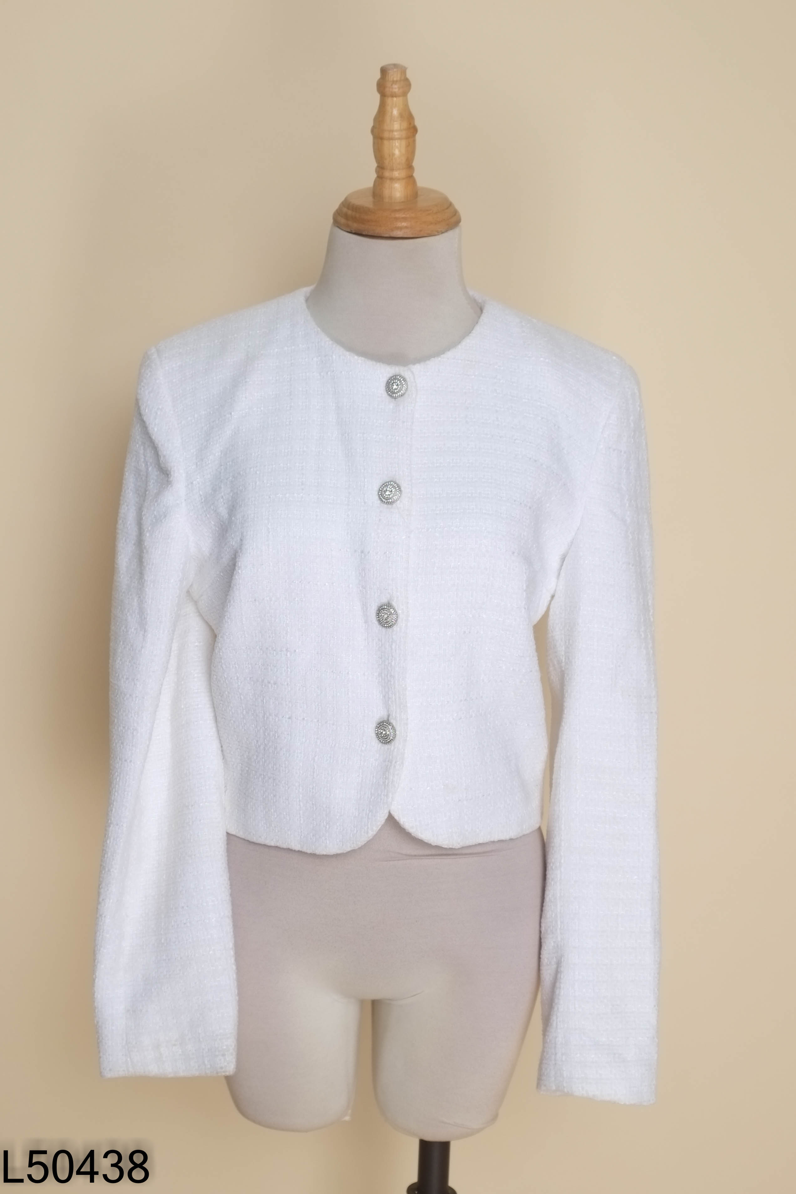 Áo tweed trắng SEDUISANT cúc ngọc