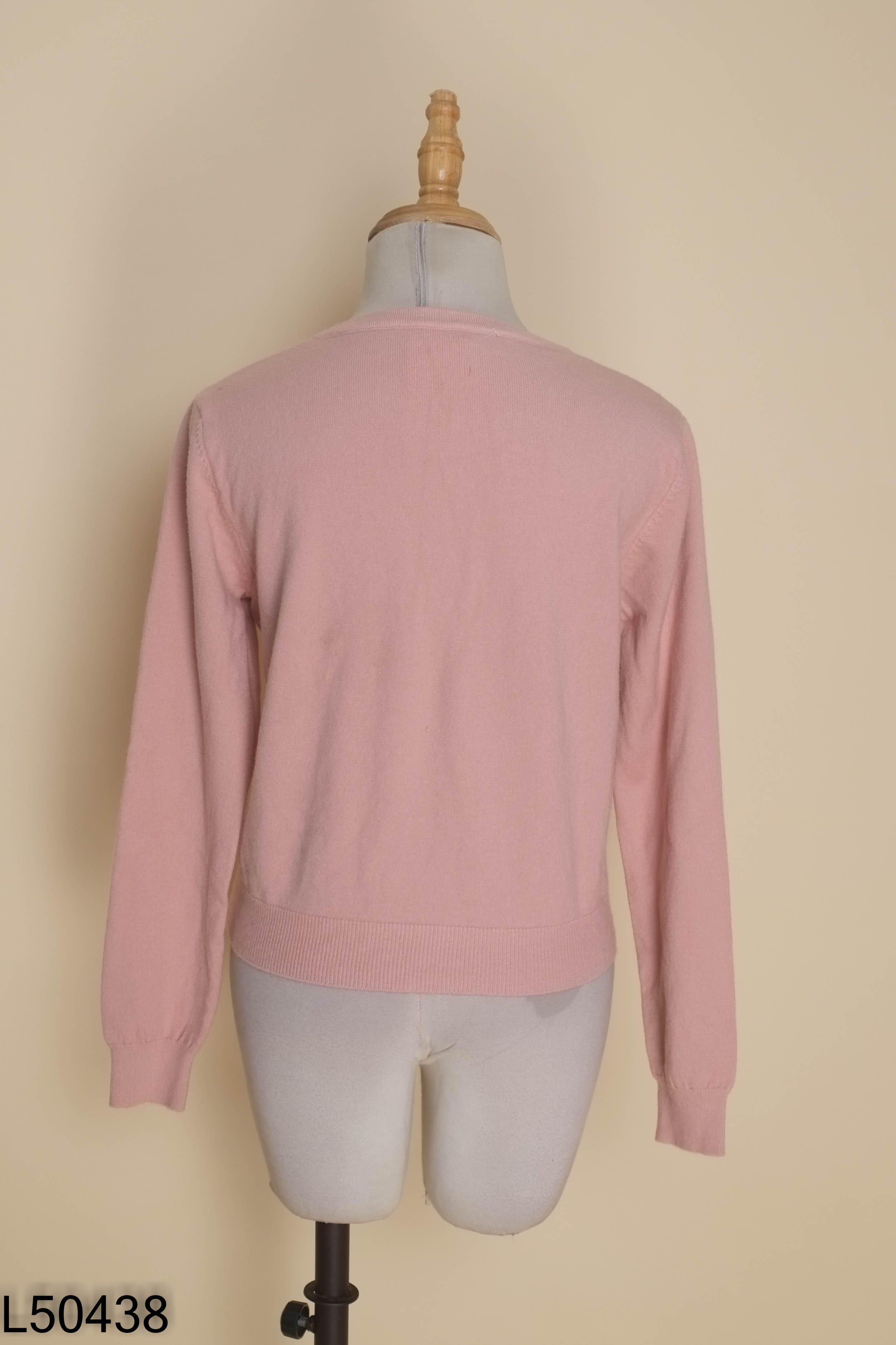 Áo len cardigan hồng cúc tim