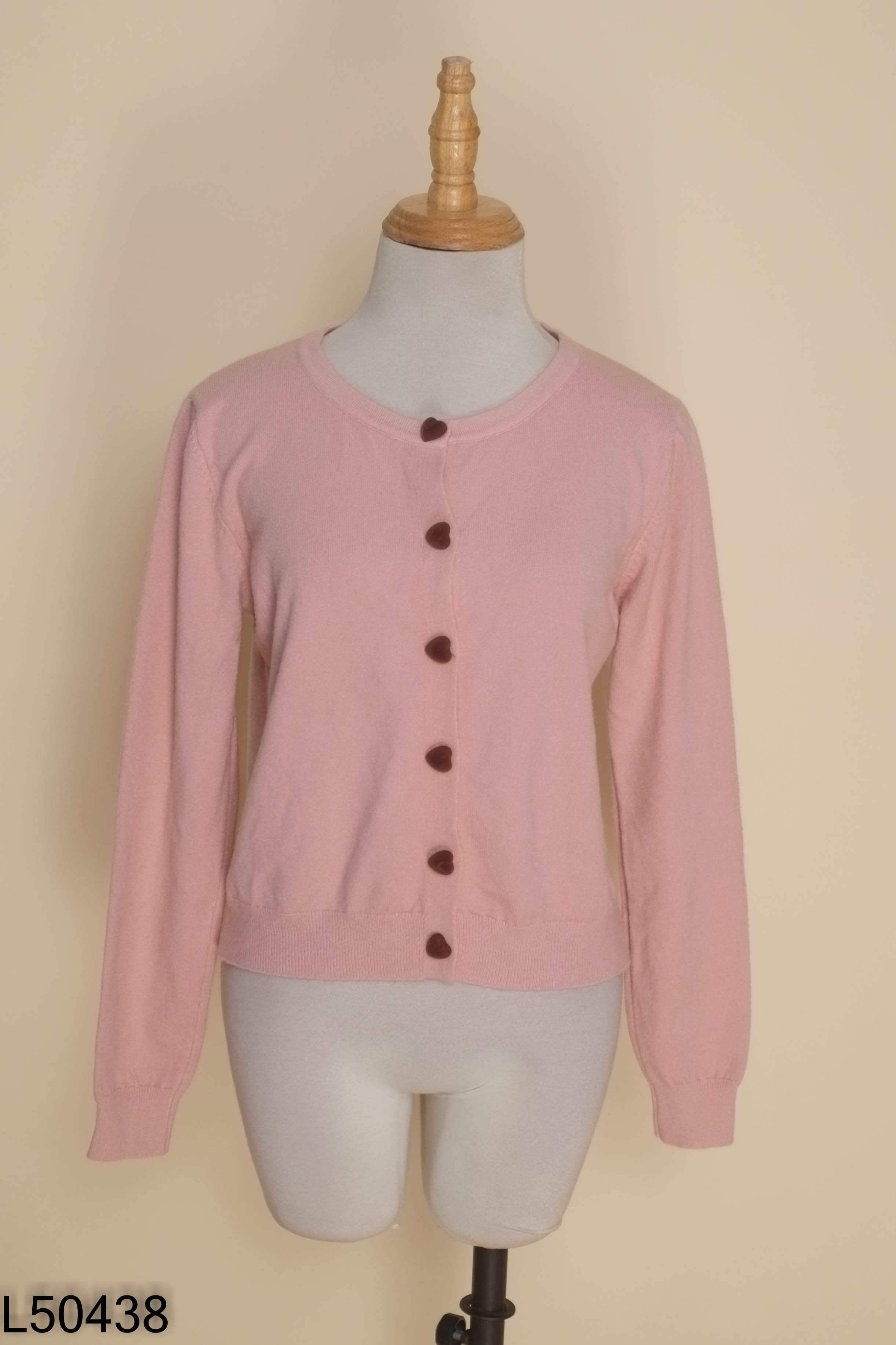 Áo len cardigan hồng cúc tim