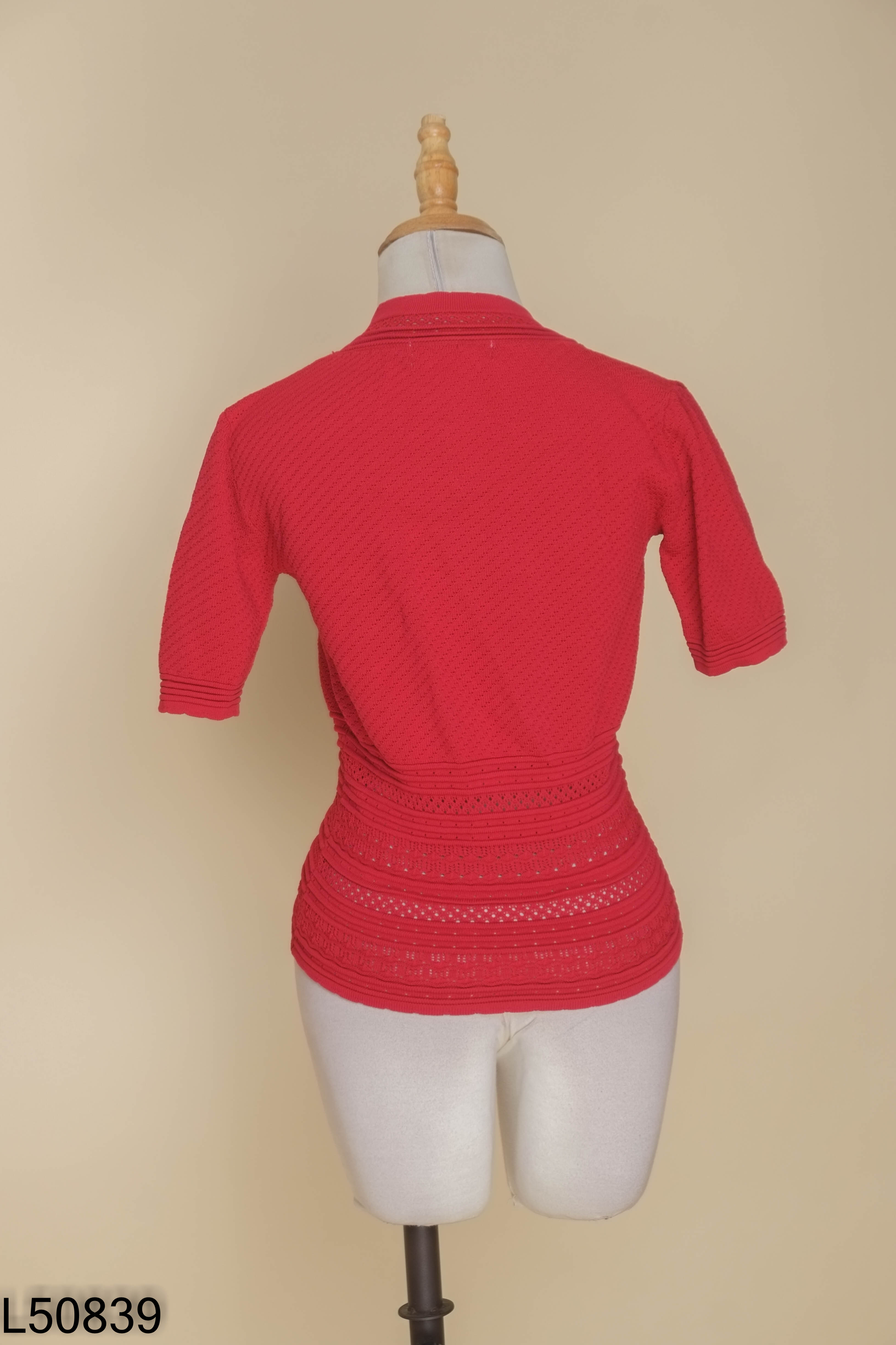 L5083910173-Áo cardigans len đỏ khuy