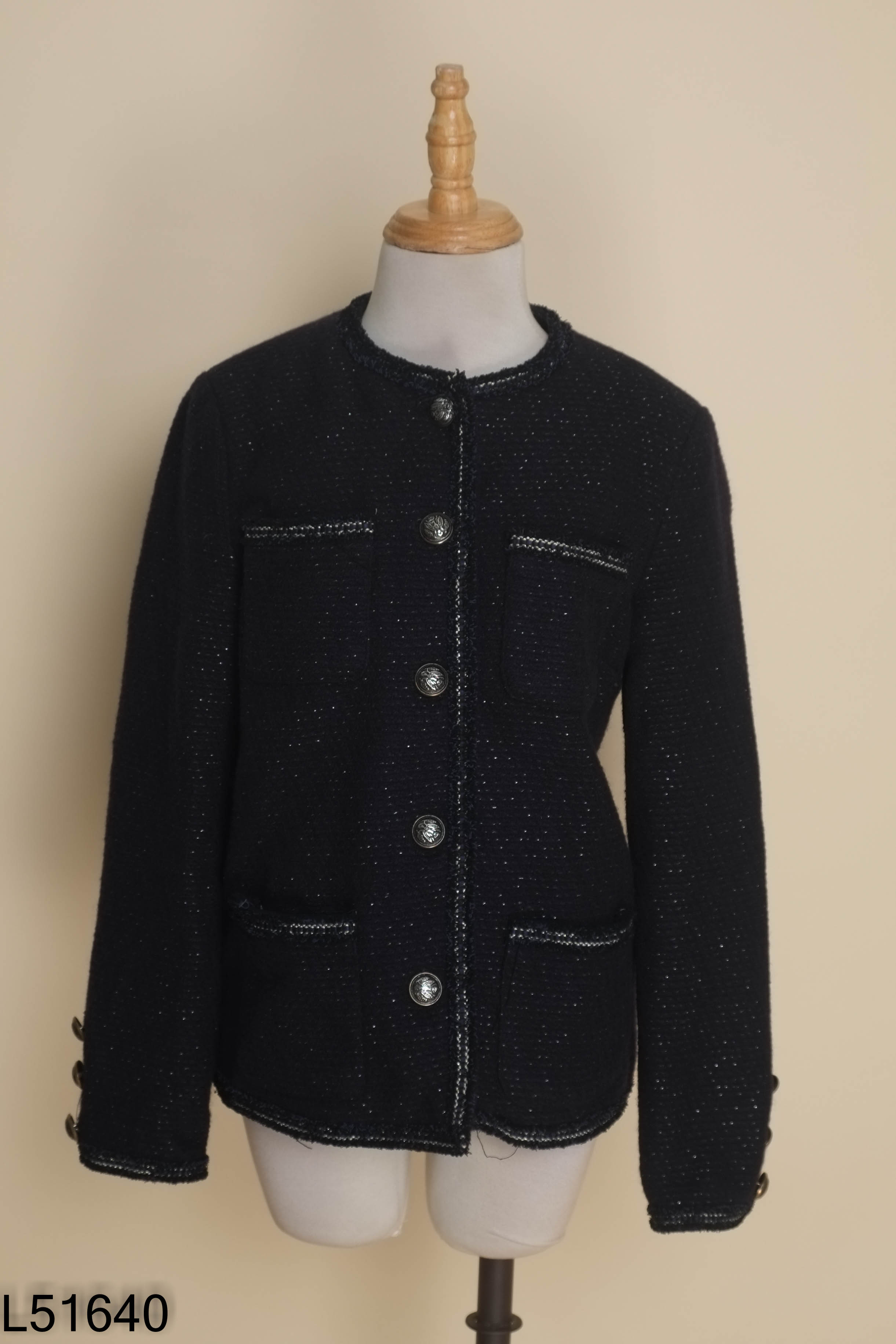 Áo dạ tweed xanh H'ALLURE