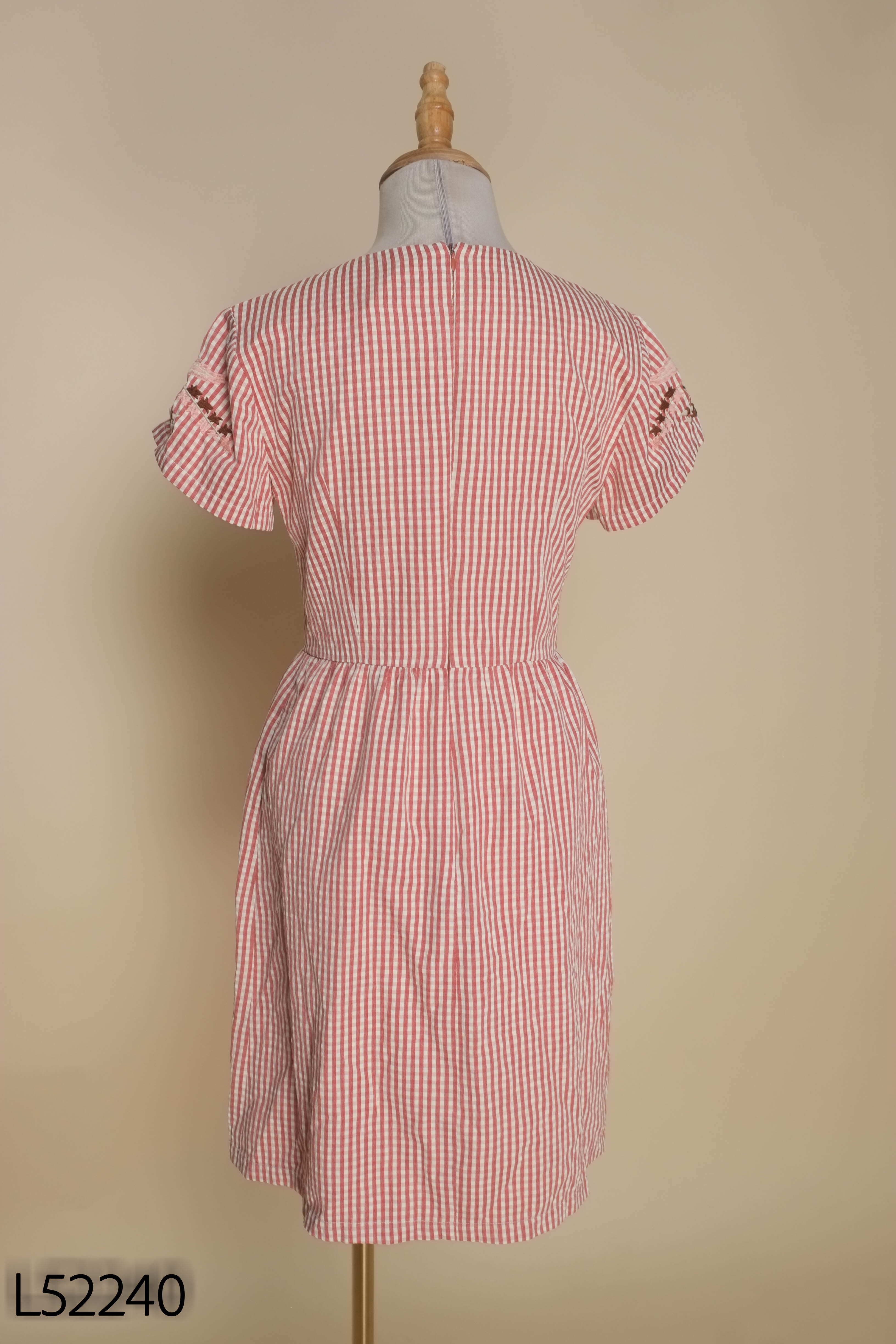 Váy cam kẻ ADORE DRESS thêu hoa