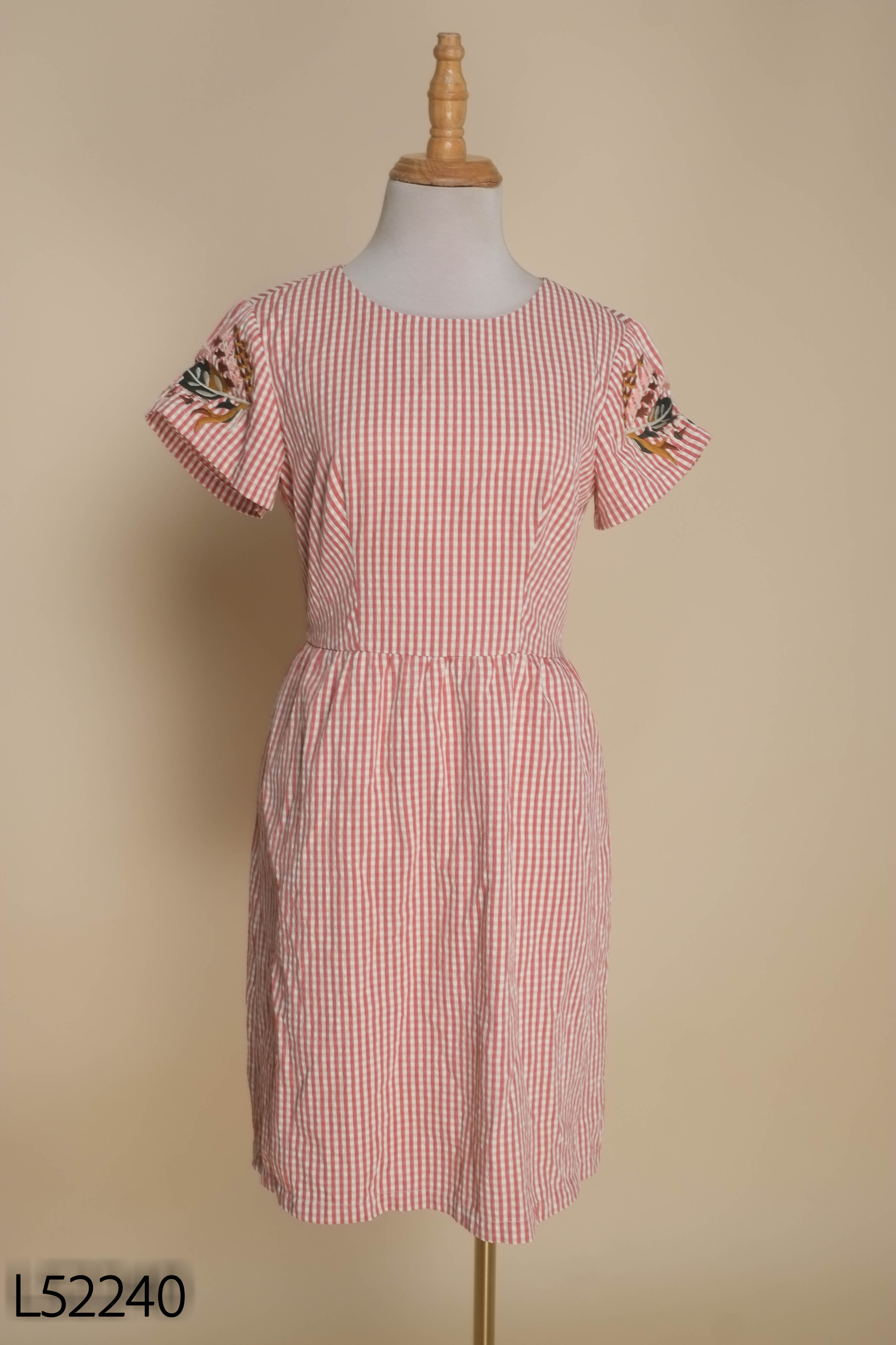 Váy cam kẻ ADORE DRESS thêu hoa