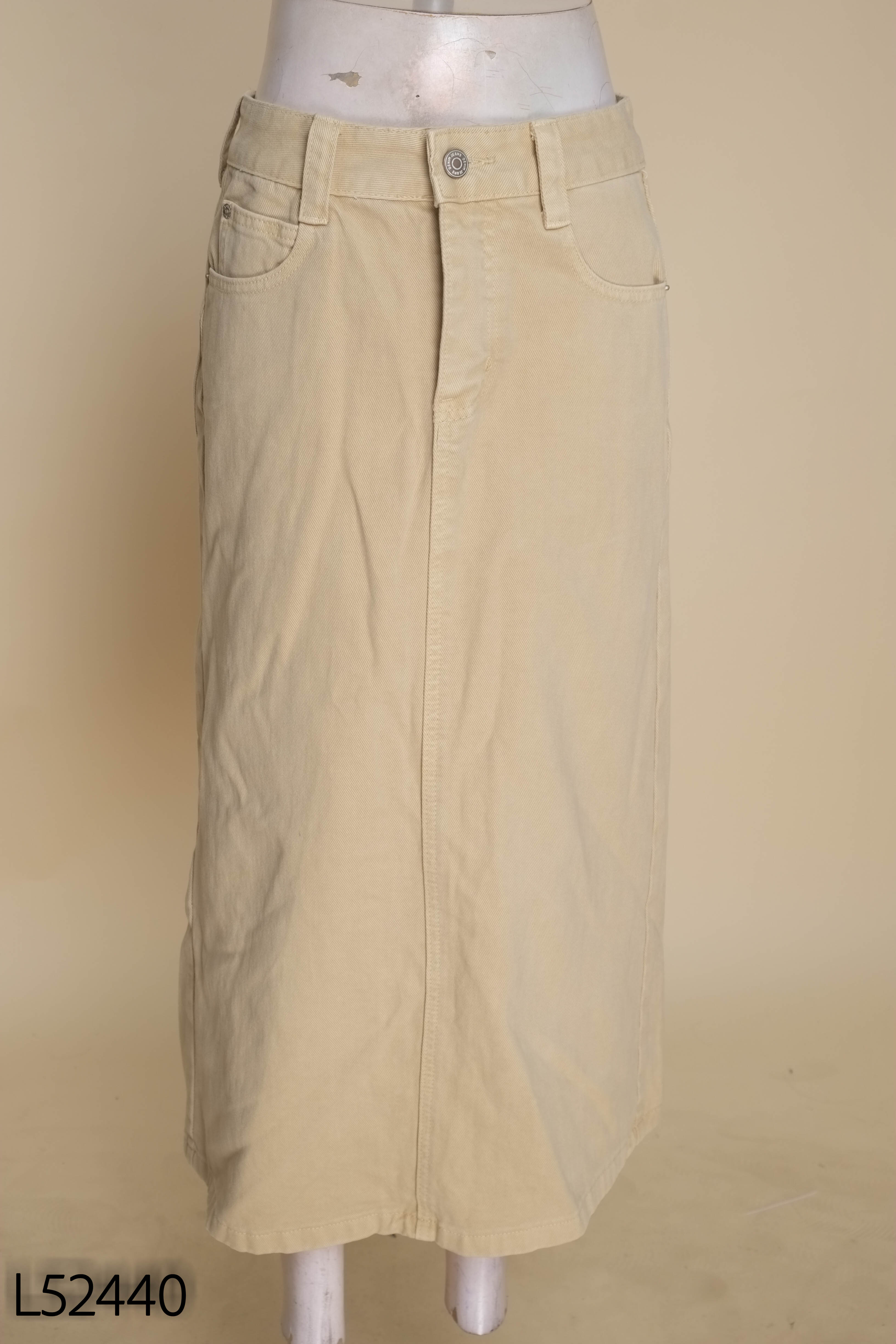 Chân váy jeans nâu túi hộp