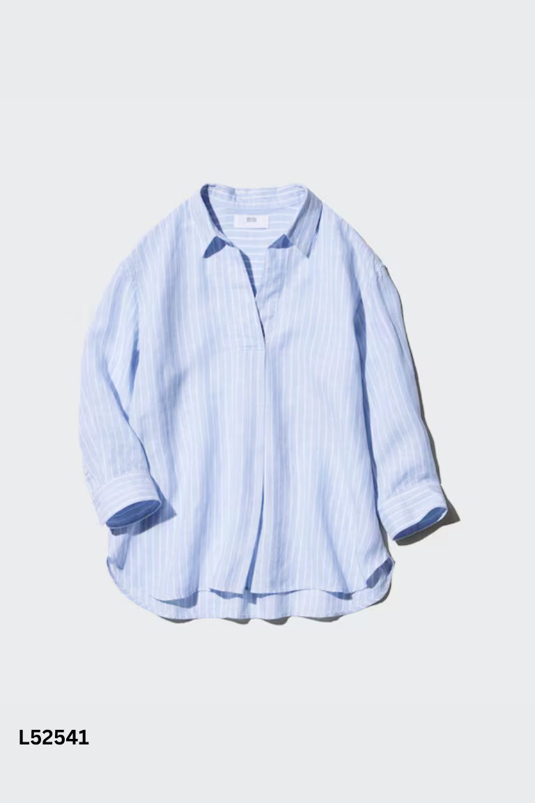Áo sơ mi UNIQLO xanh kẻ trắng