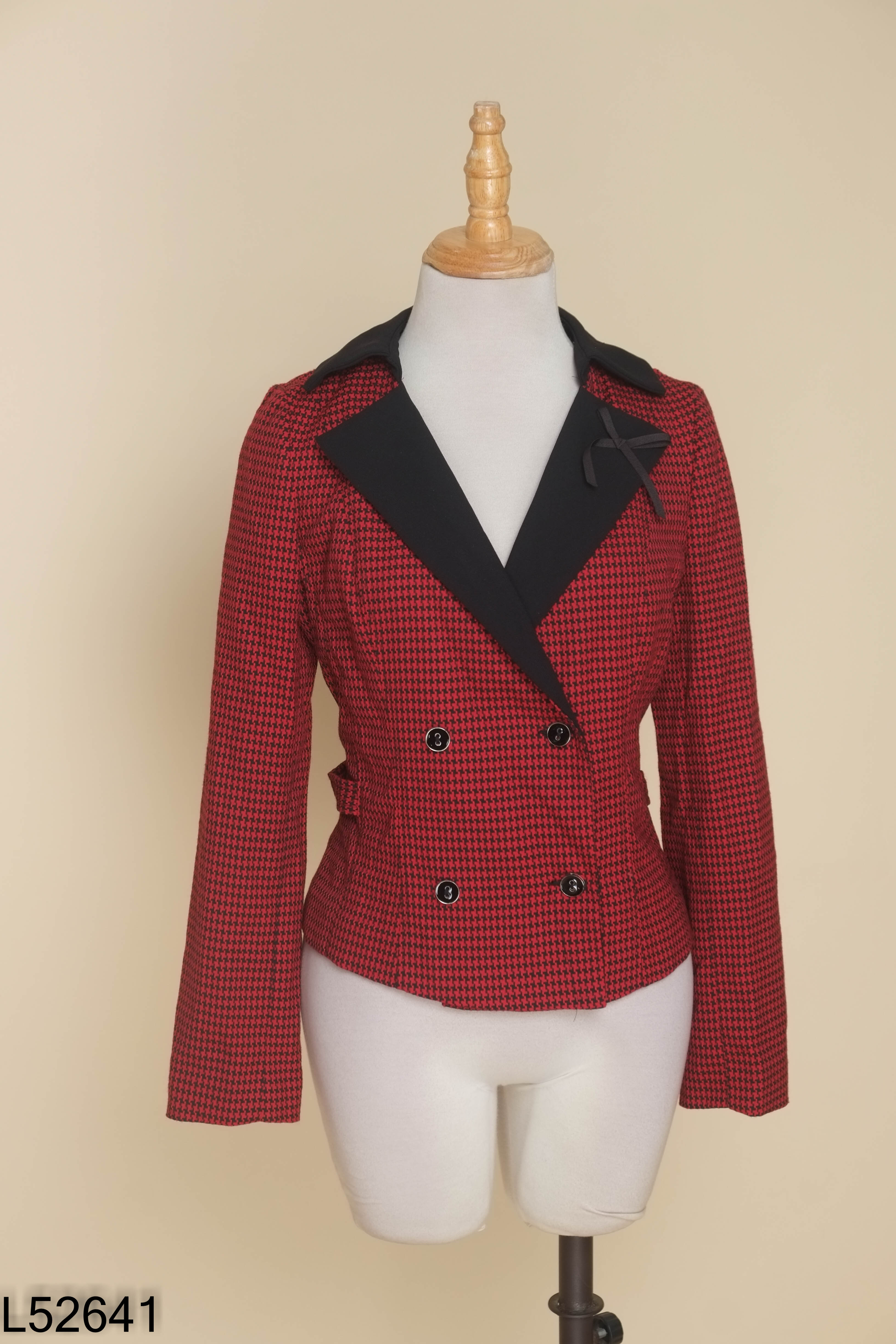 Áo dạ tweed NEM đỏ họa tiết