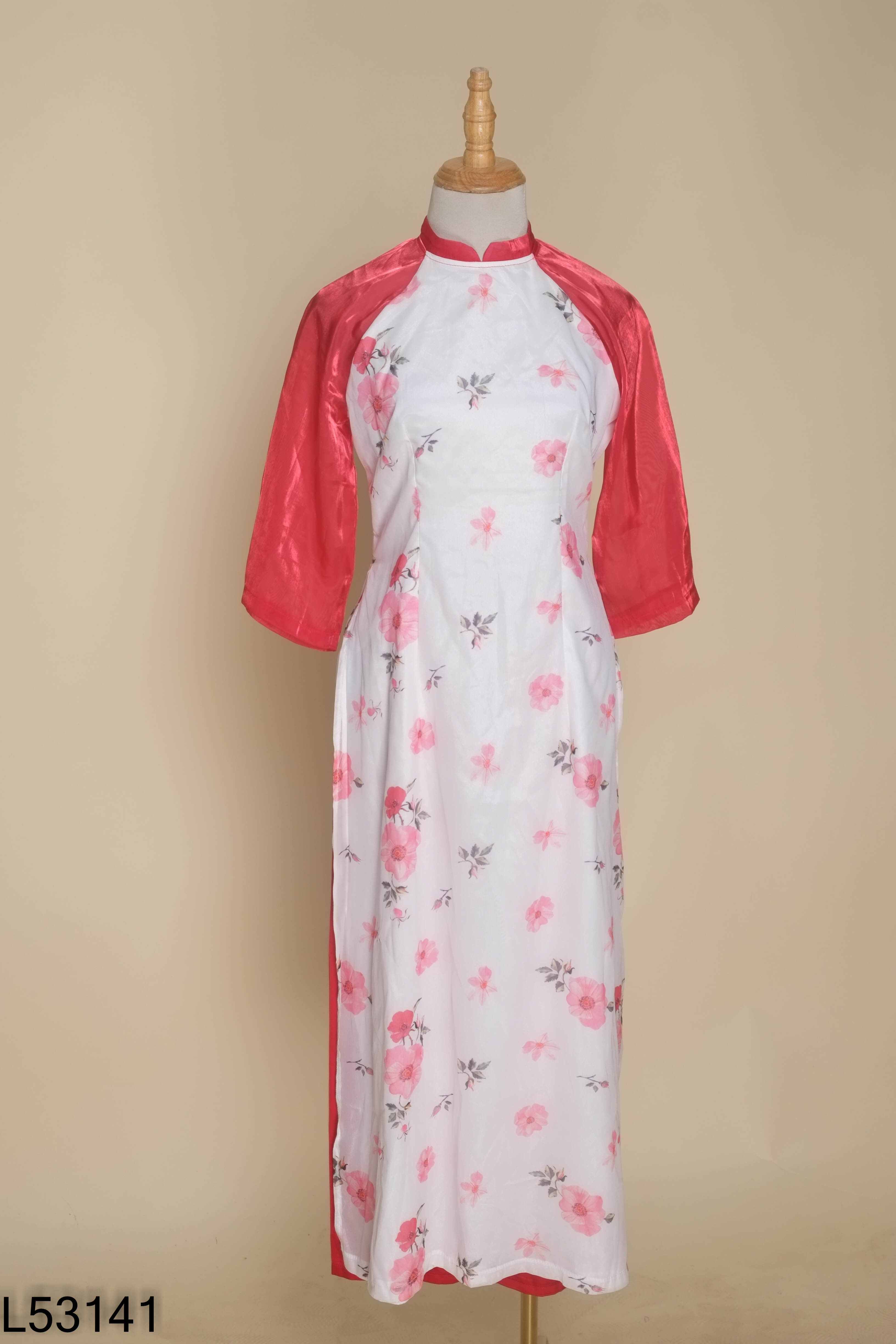 Set áo dài voan trắng BY TWENTY tay đỏ