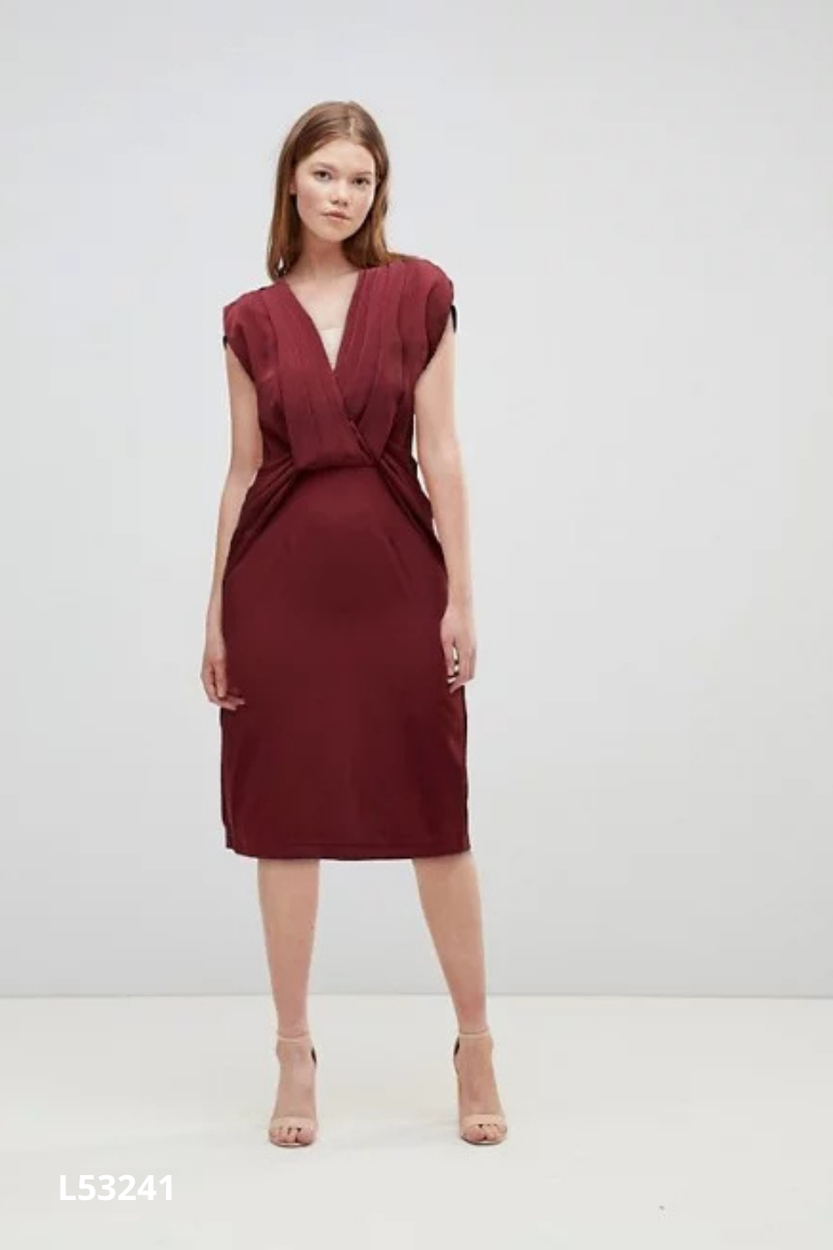 NEWTAG váy ASOS đỏ đậm xoắn eo
