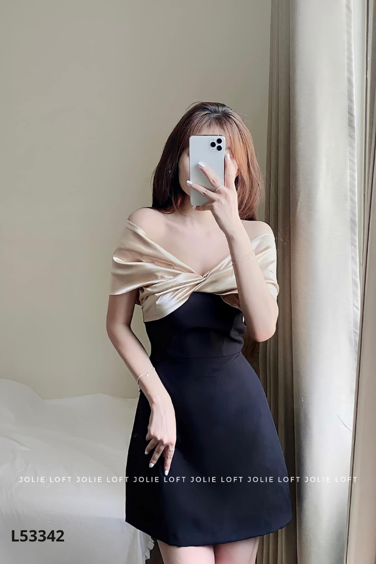 Váy dây đen JOLIE LOFT nơ ngực