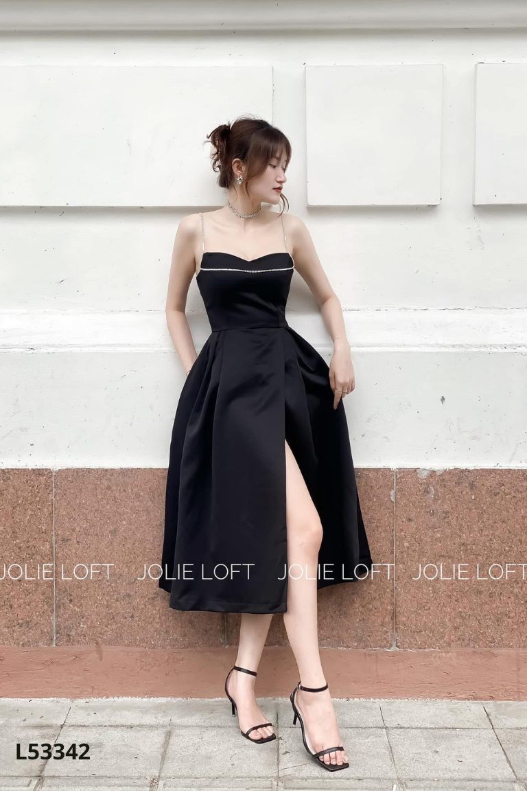 Váy dây đá đen JOLIE LOFT dài