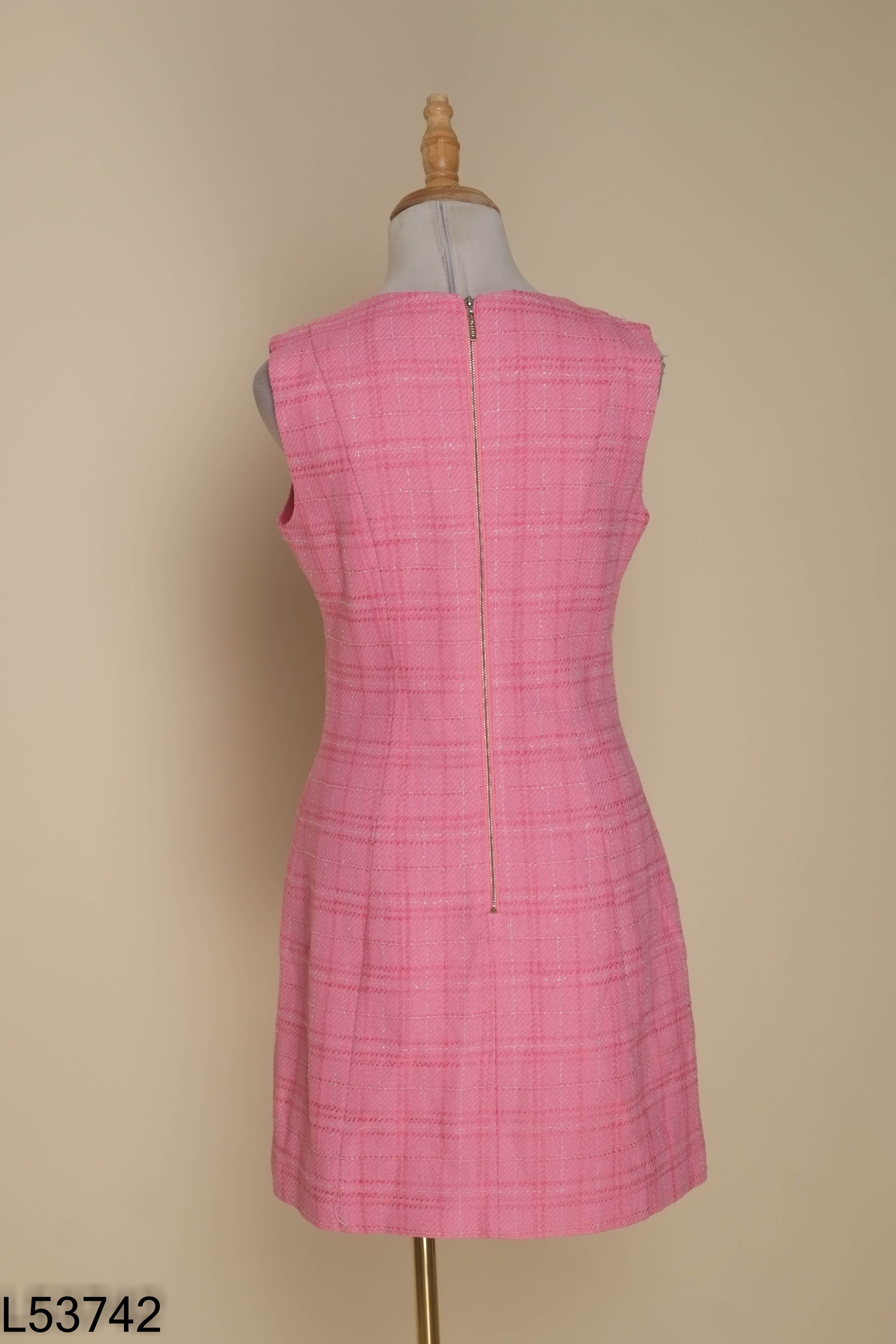 Váy tweed hồng ELISE viền tua rua