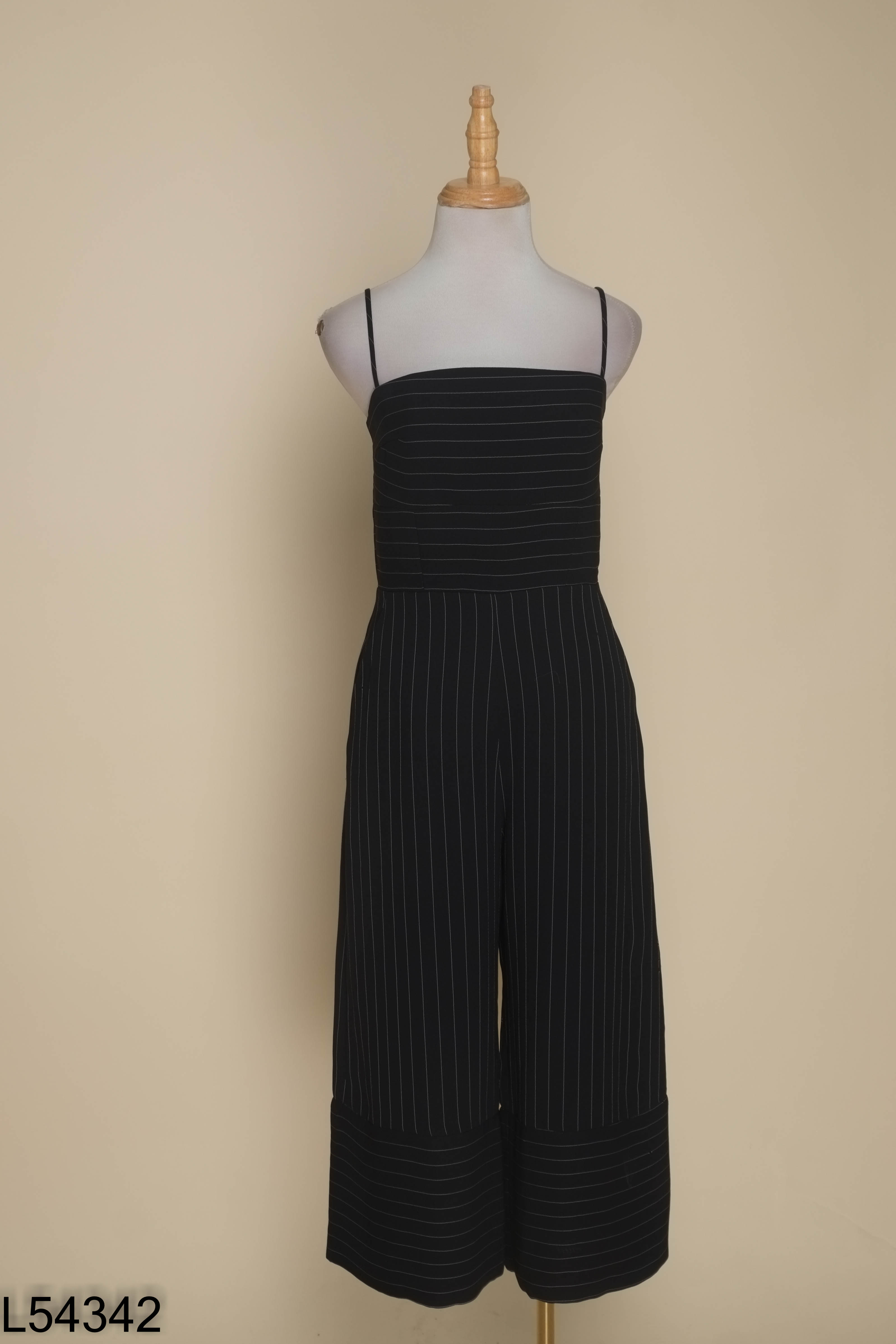 Jumpsuit ELISE đen kẻ