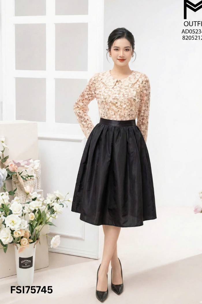 Chân váy xếp ly đen
