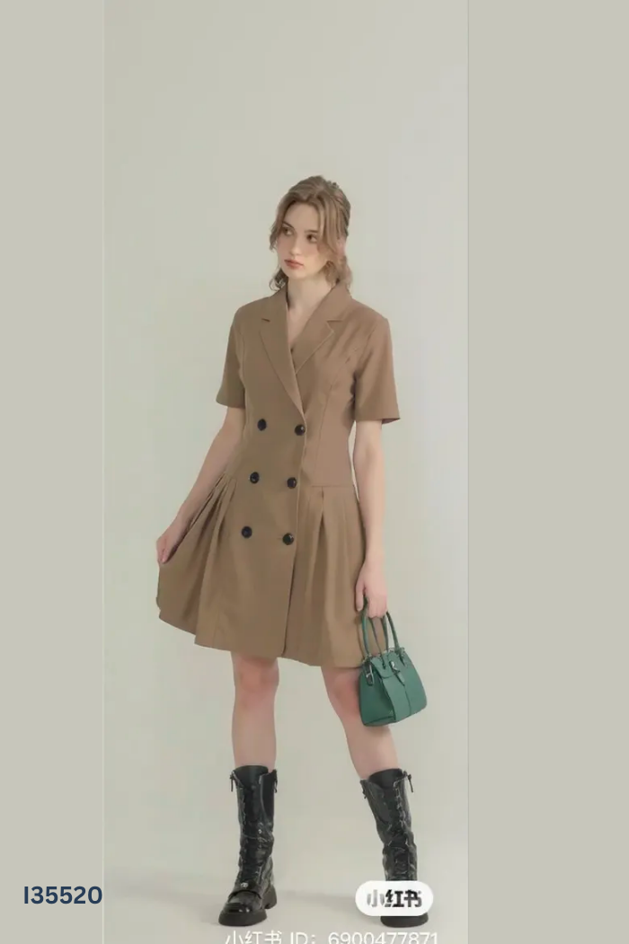 Váy nâu cổ vest