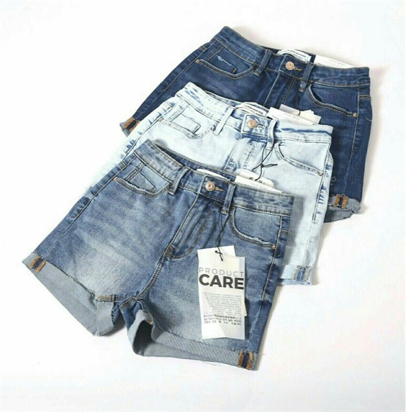 Quần Short Stradivarius gập gấu - Xanh nhạt - 38
