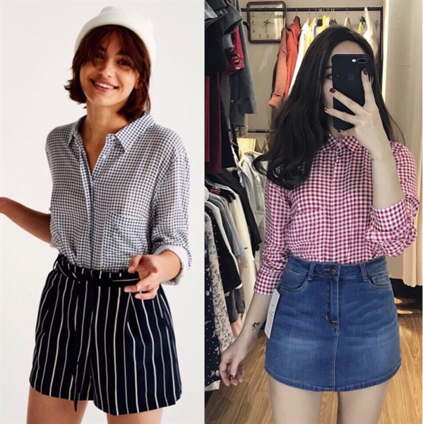 Sơ Mi Kẻ Caro Pull & Bear - Kẻ Đỏ - S