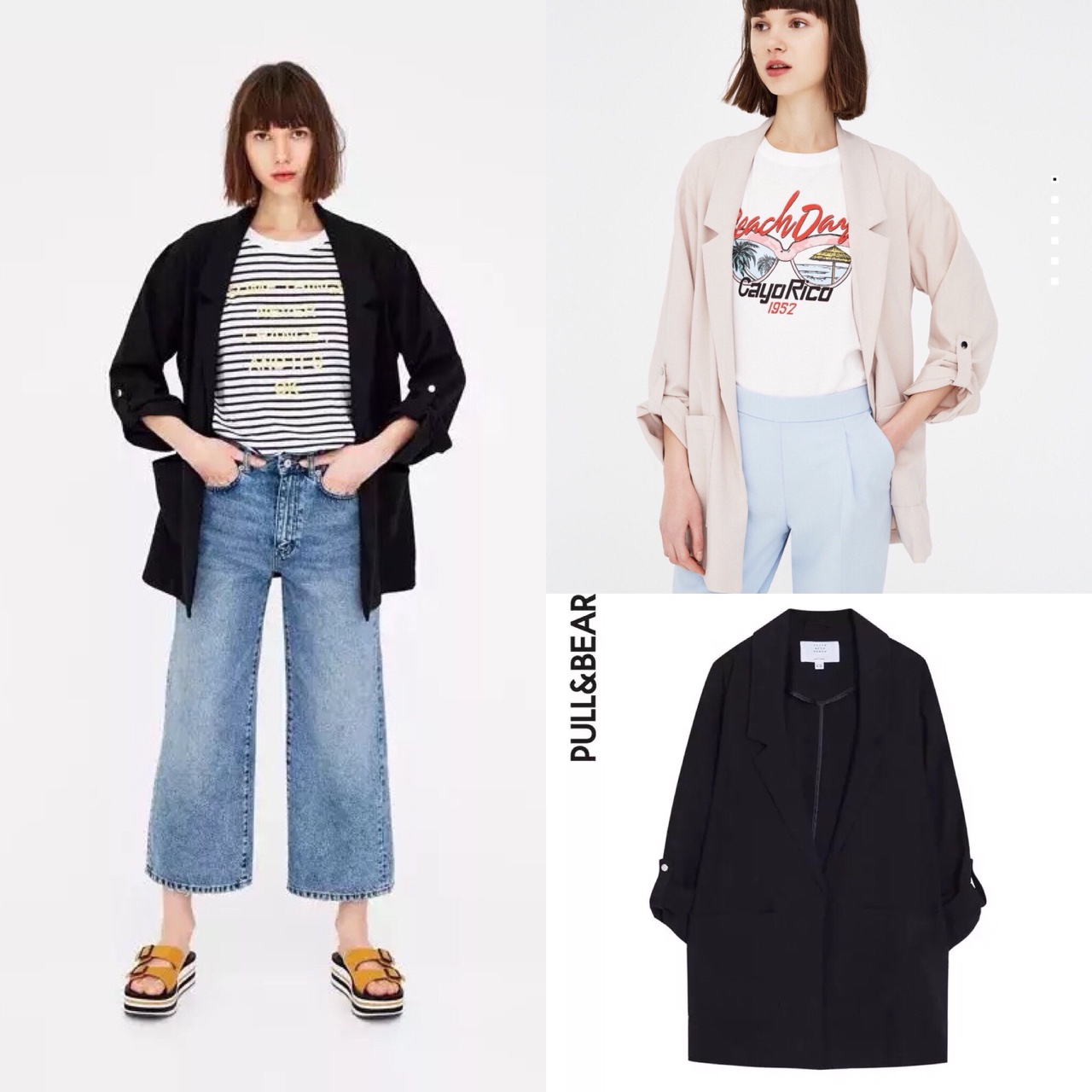 Blazer Pull Bear 2 màu - Hồng phấn - M - (SALE)