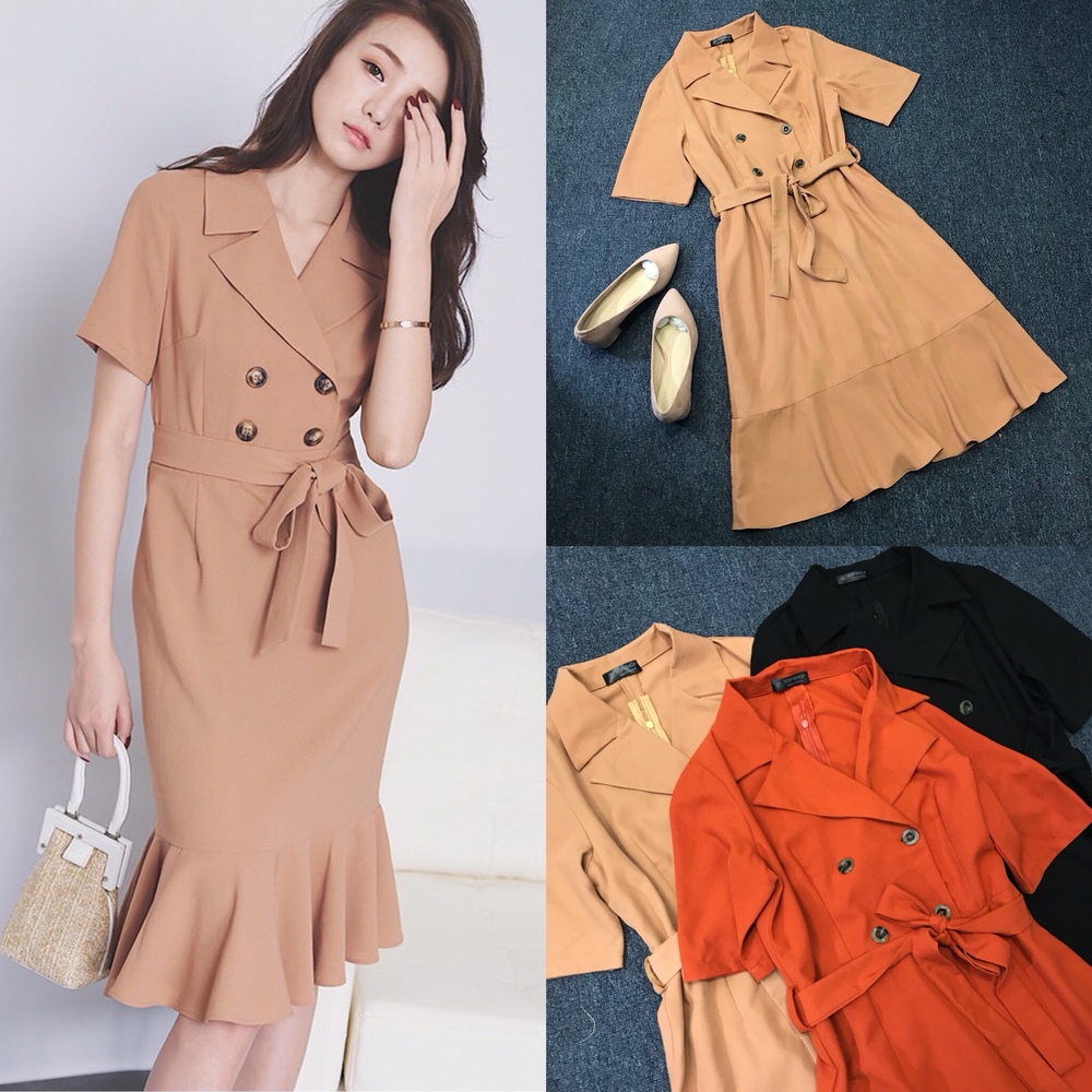 Đầm Topshop Đuôi Cá Cổ Vest - Đen - XS