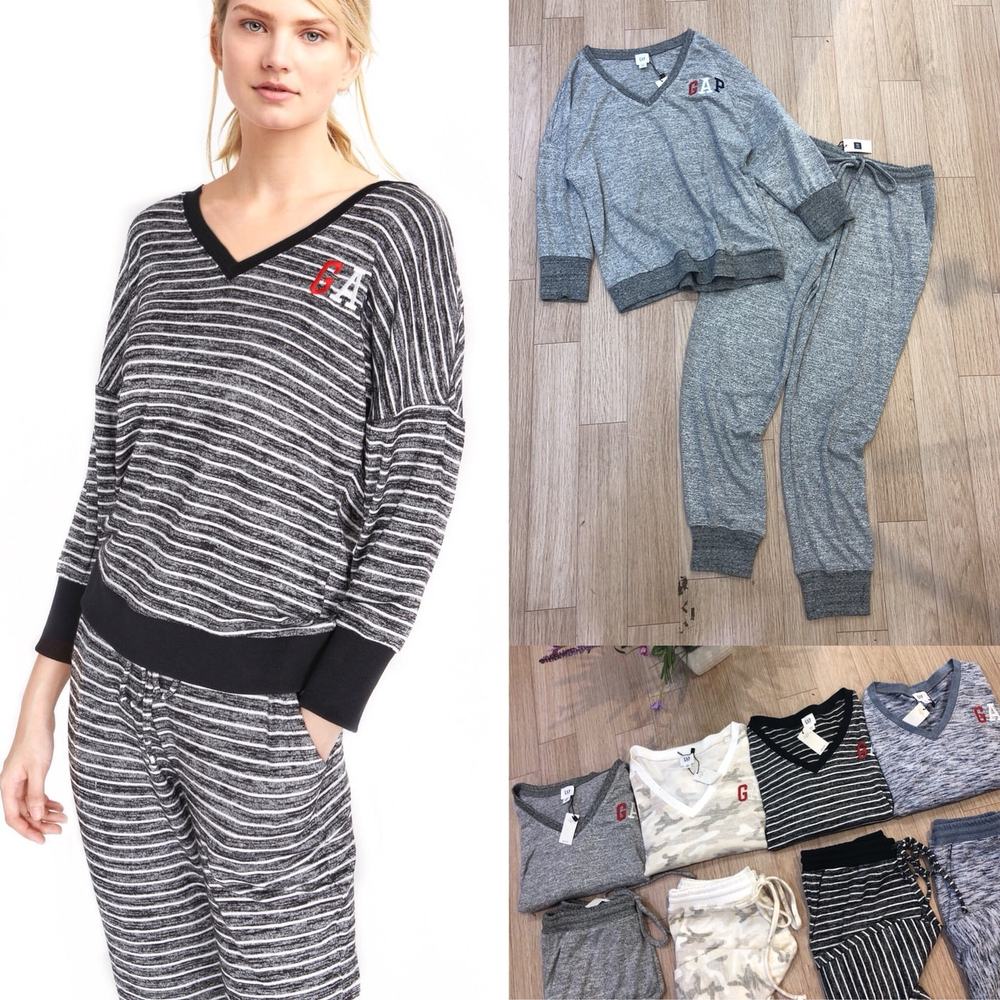 Bộ Nỉ Gap Cổ Tim Dư Xịn - Ghi Đậm - XS