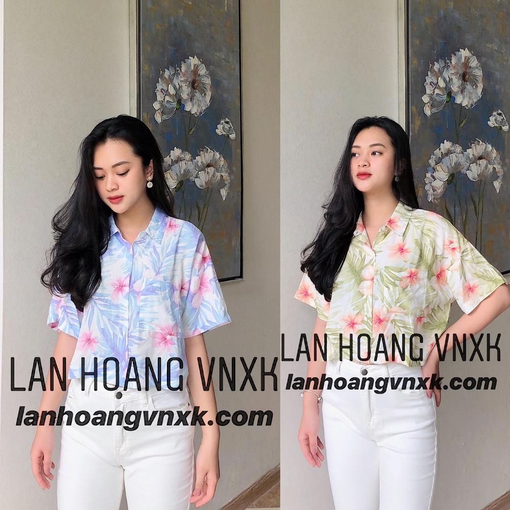 Sơ mi hoa cộc tay F21 dư xịn - Xanh lá (Xanh nõn chuối) - M