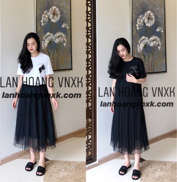 Phông Nơ Dior Đen Trắng - Đen - M