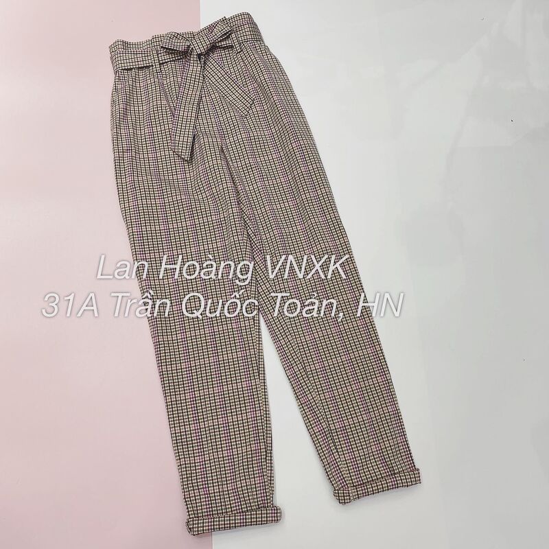 Baggy kẻ xuất Hàn kèm belt dư xịn