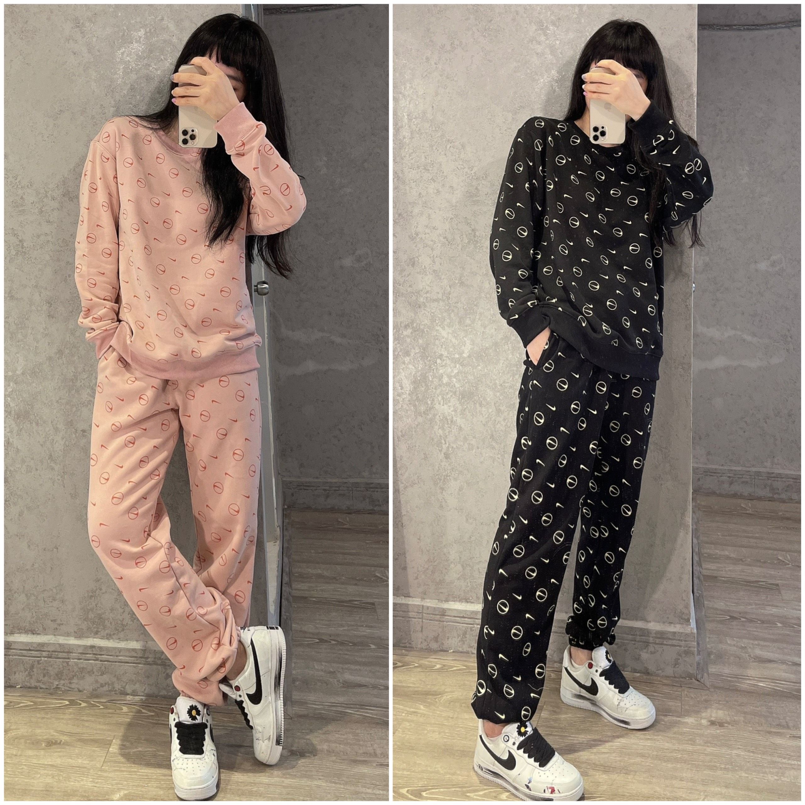 Set Bộ Nỉ N.I.K.E Cambo xịn - Hồng - S