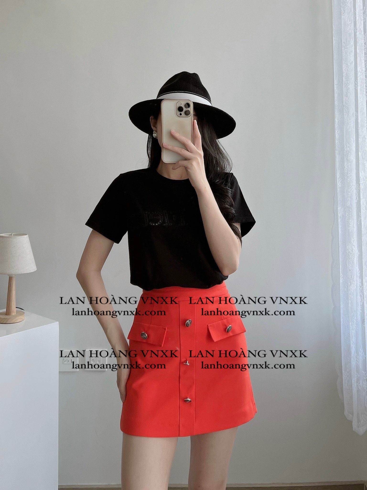 Chân váy chữ A cúc dọc màu cam đất - MAIIMER | Shopee Việt Nam