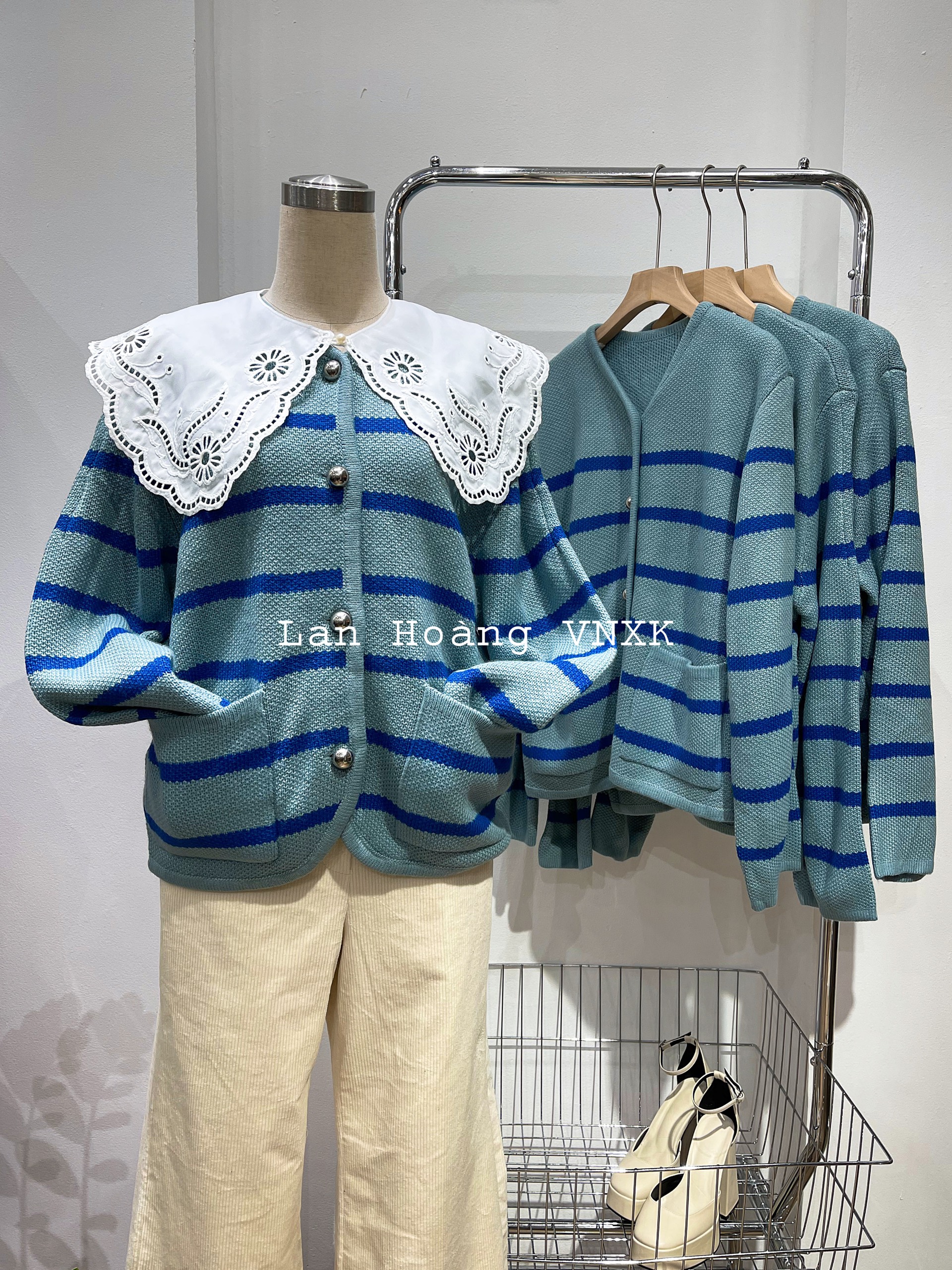 Cardigan kẻ Xuất Hàn Tuồn Xịn