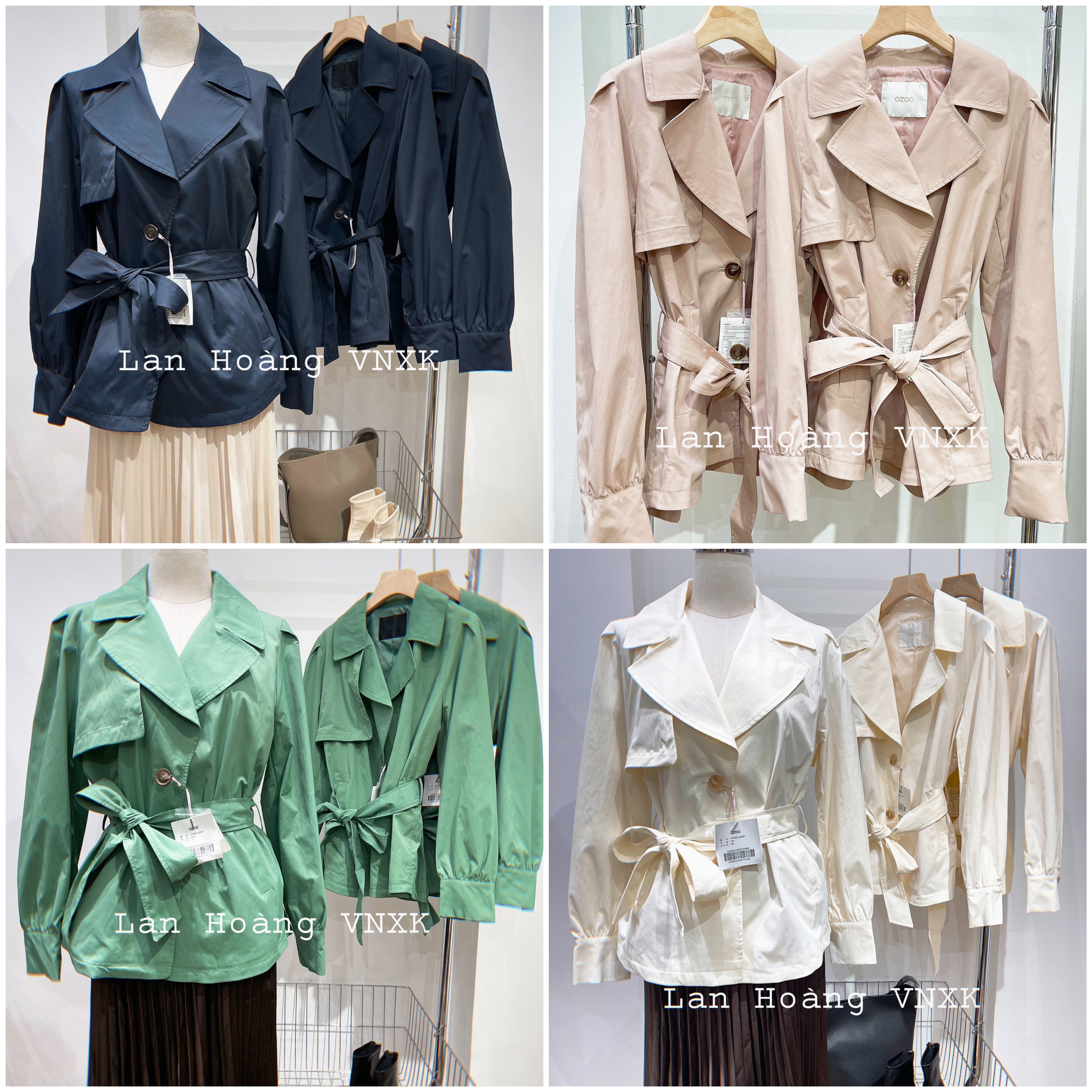 Trench Coat OZOC dáng lửng xuất Hàn dư xịn