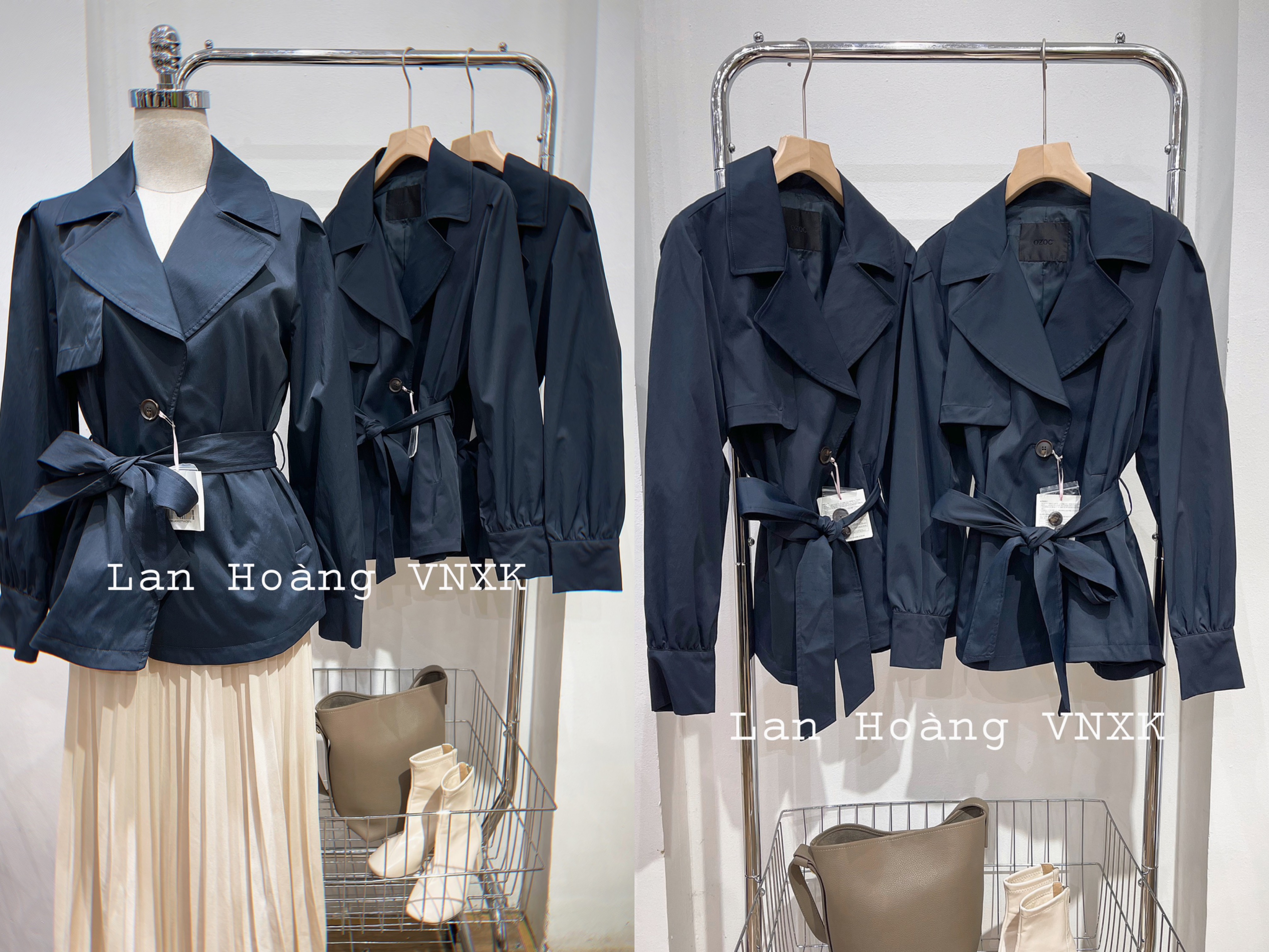 Trench Coat OZOC dáng lửng xuất Hàn dư xịn