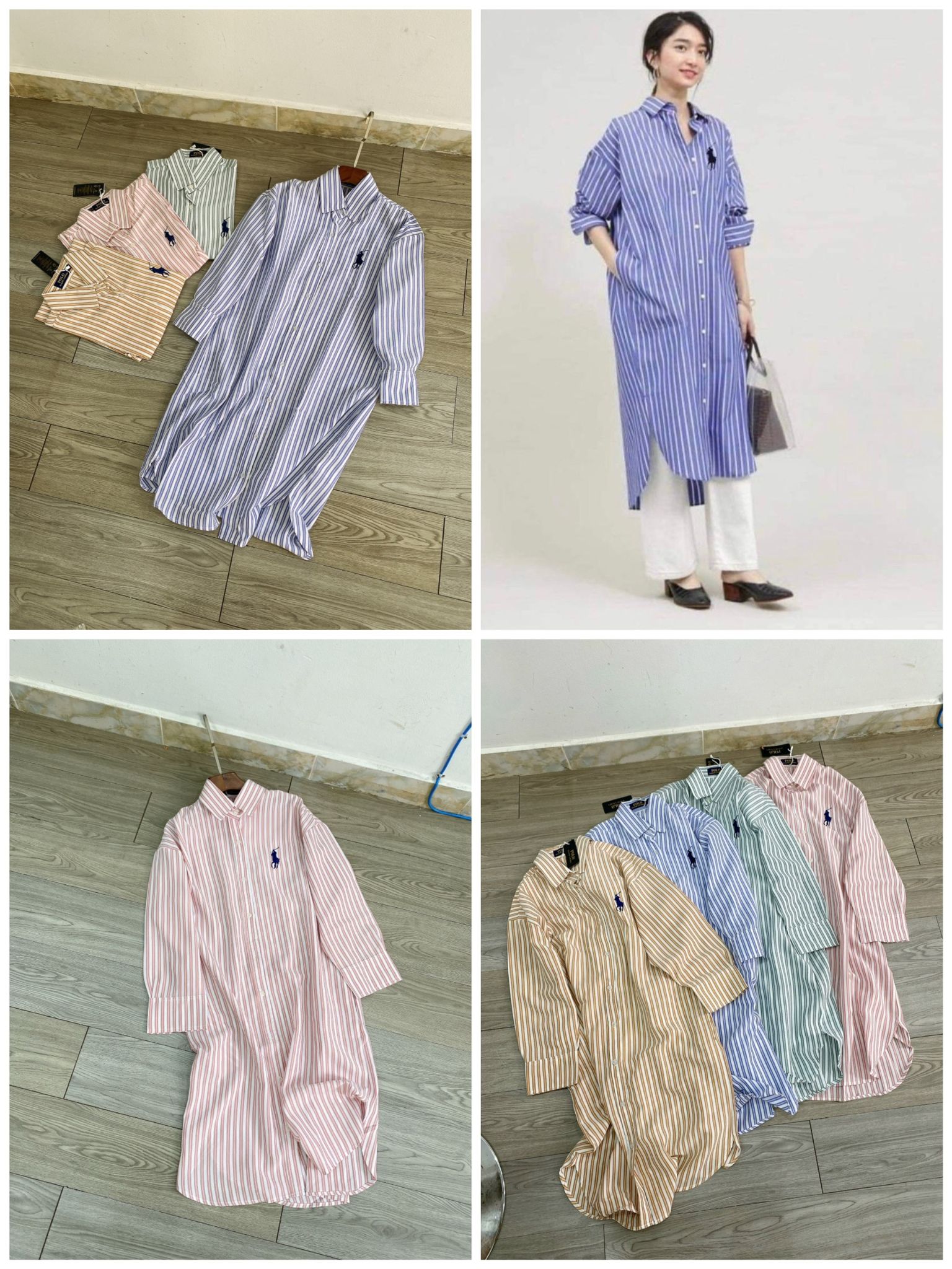 Đầm Kẻ PoLo Oversize Dư Xịn 12644