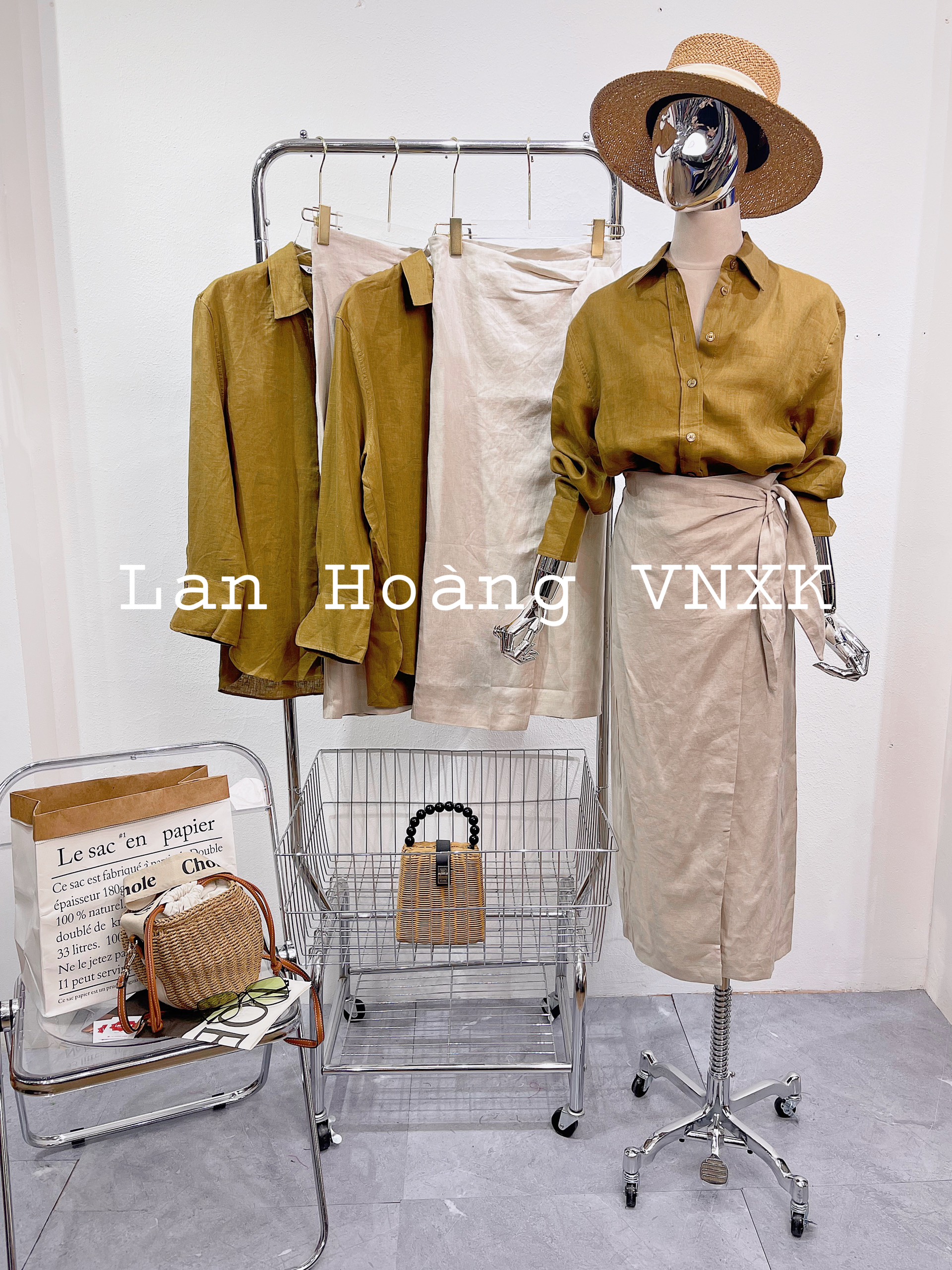 Chân váy THANH chất liệu linen form xoè đính cúc ✨ | Shopee Việt Nam