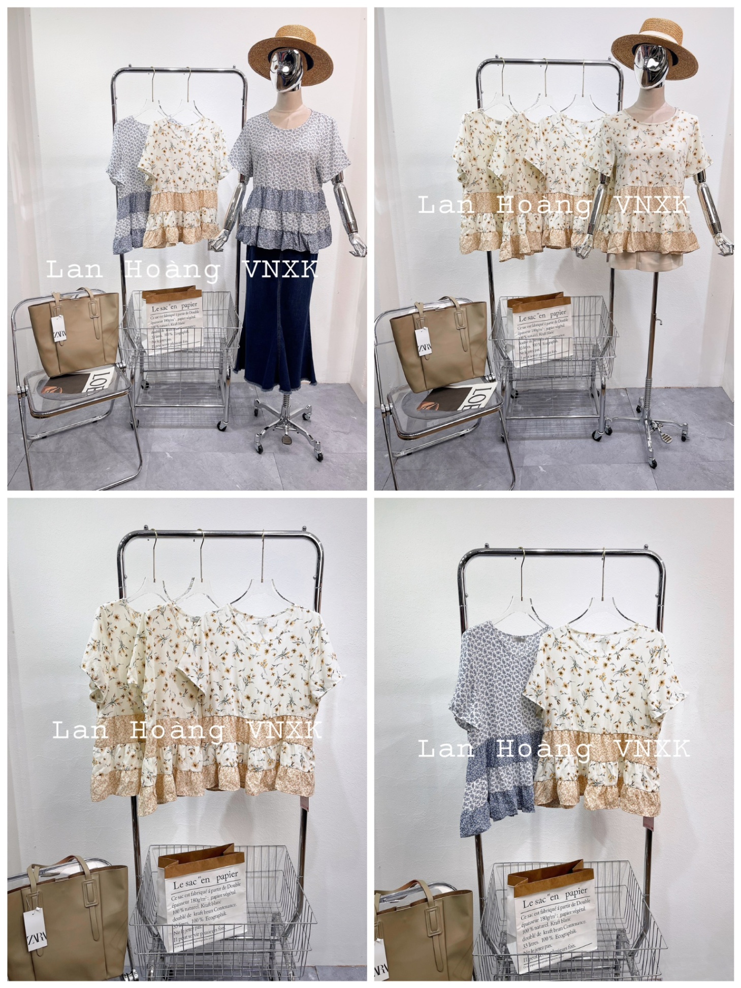 Áo Dáng Peplum Hoa Nhí Pepper Crane Dư Xịn 12887