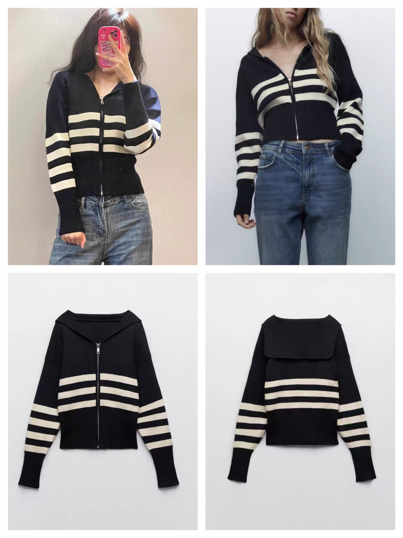 Cardigan Len ZR Kẻ Khoá Kéo Dư Xịn 13669