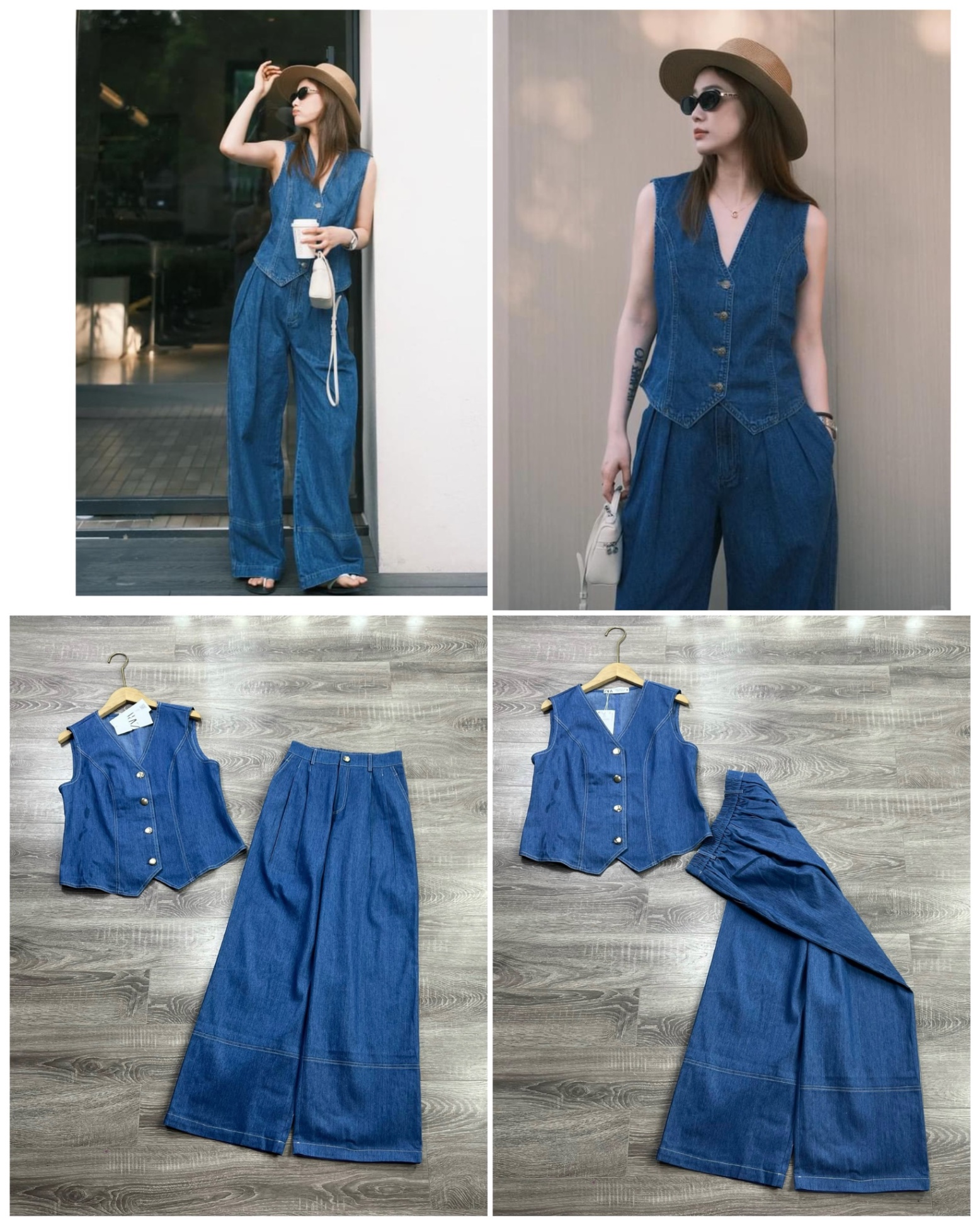 Set Áo gile & Culottes Denim ZR 14559